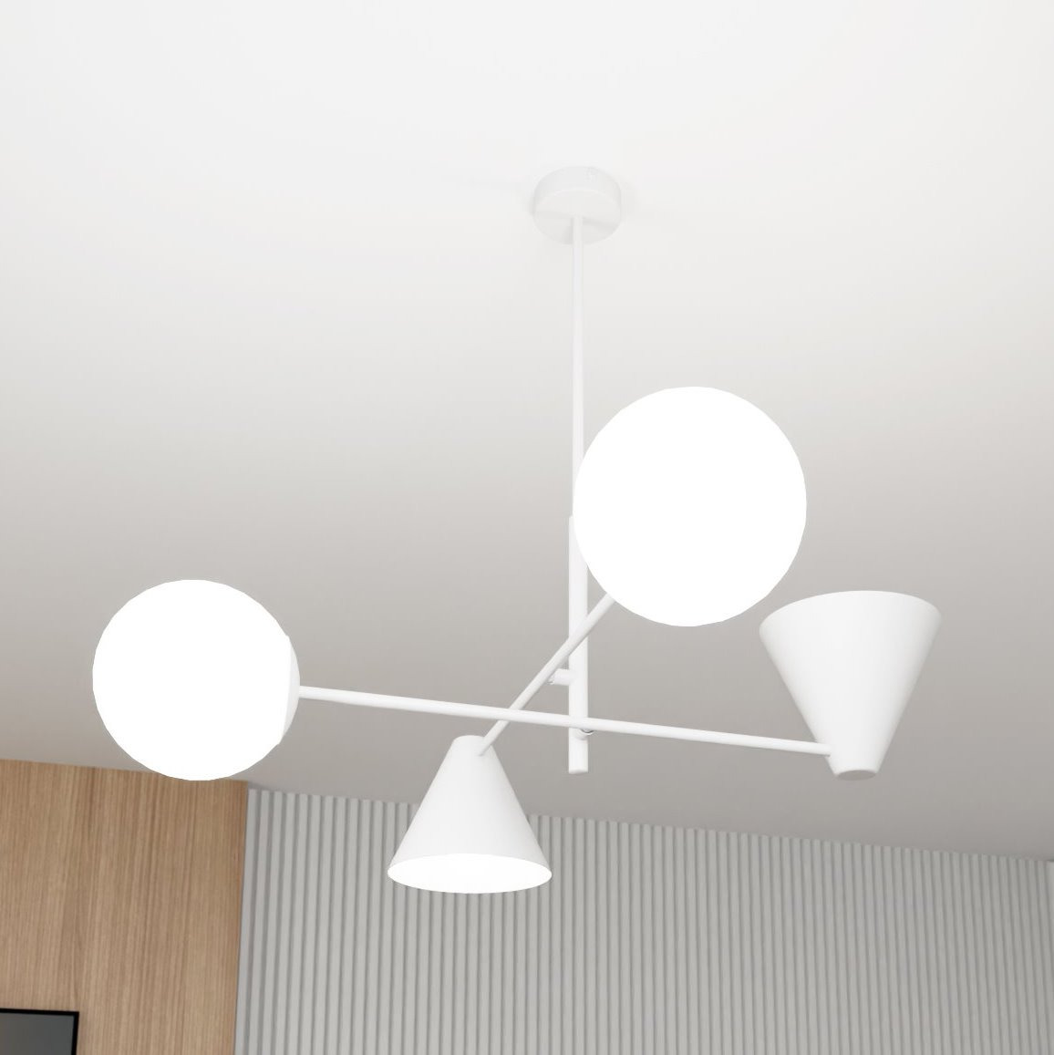 Suspension Hermes base en métal rotatif avec abat-jours en métal et en verre au design contemporain par Emibig Suspension Hermes base en métal rotatif avec abat-jours en métal et en verre au design contemporain par Emibig