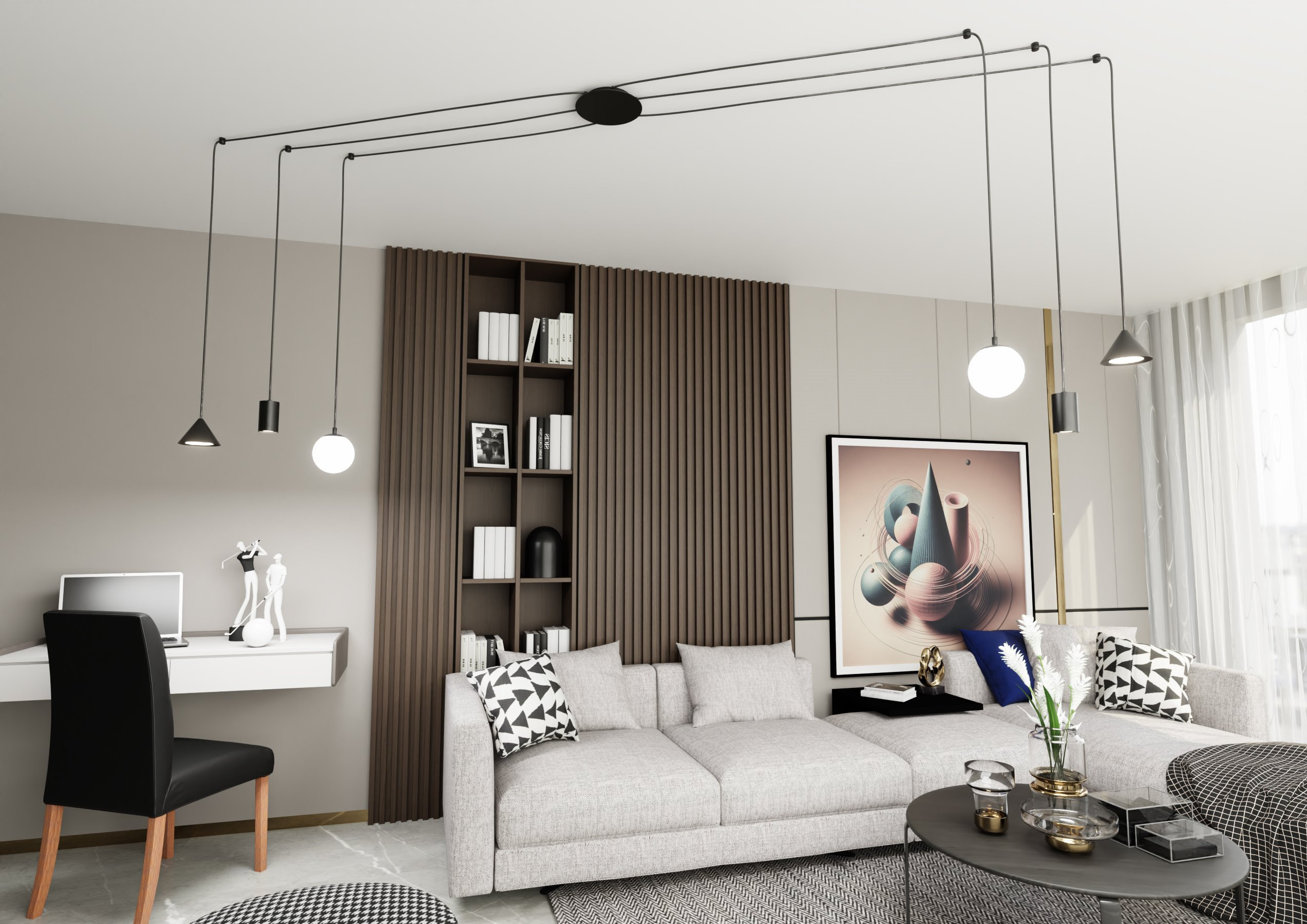 Suspension Fuji en forme d'araignée avec abat-jours métal et en verre au design contemporain par Emibig Suspension Fuji en forme d'araignée avec abat-jours métal et en verre au design contemporain par Emibig