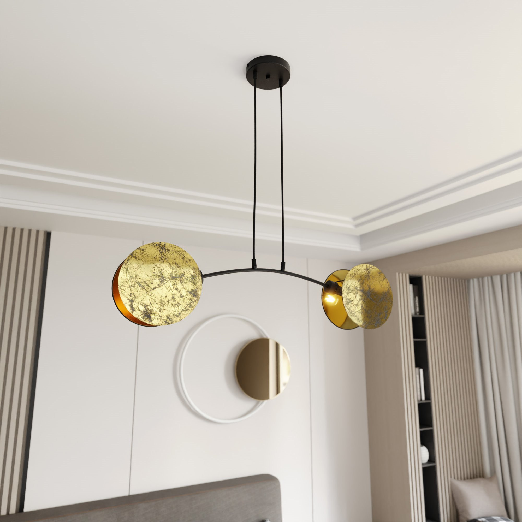 Suspension Motif avec base en métal et abat-jour en tissu au design contemporain par Emibig Suspension Motif avec base en métal et abat-jour en tissu au design contemporain par Emibig
