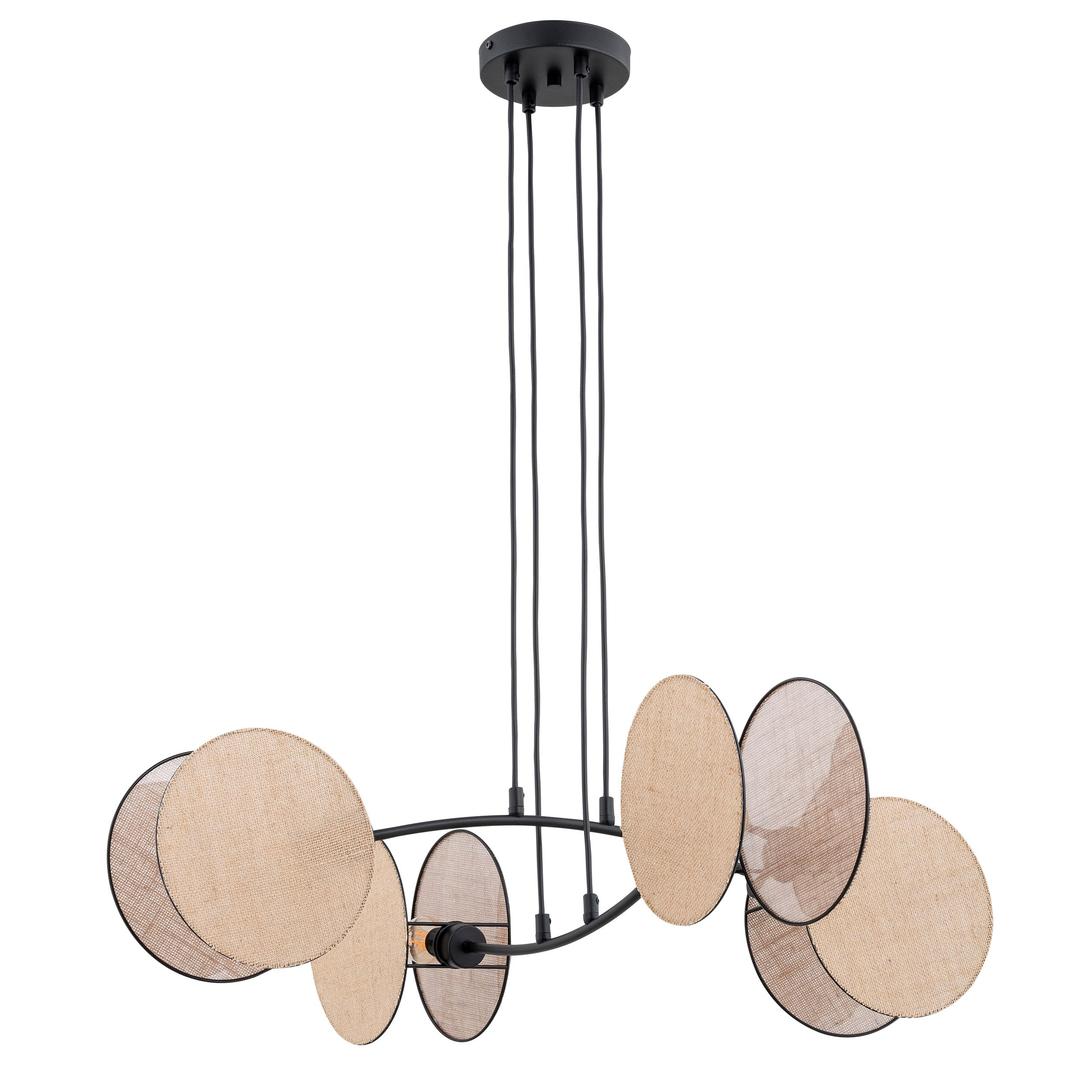 Suspension Motif avec base en métal et abat-jour en tissu au design contemporain par Emibig Suspension Motif avec base en métal et abat-jour en tissu au design contemporain par Emibig