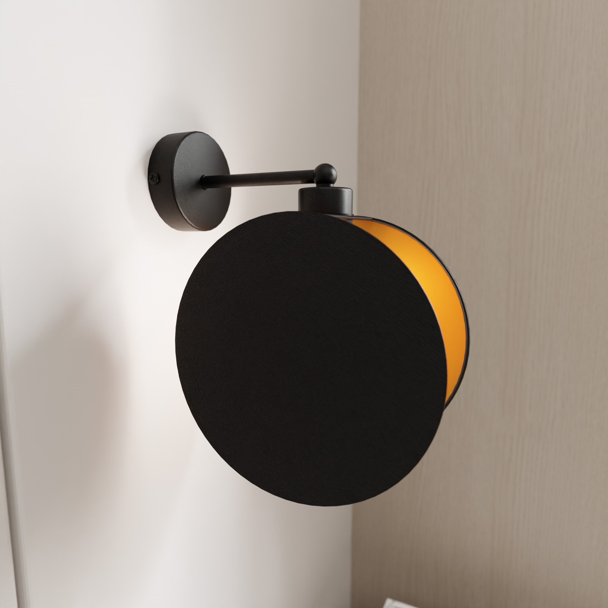 Applique murale Motif avec base en métal et abat-jour en tissu au design contemporain par Emibig Applique murale Motif avec base en métal et abat-jour en tissu au design contemporain par Emibig