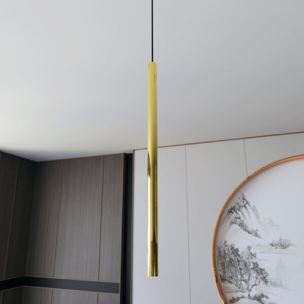 Suspension Selter avec base en métal circulaire et abat-jour cylindrique au design contemporain par Emibig