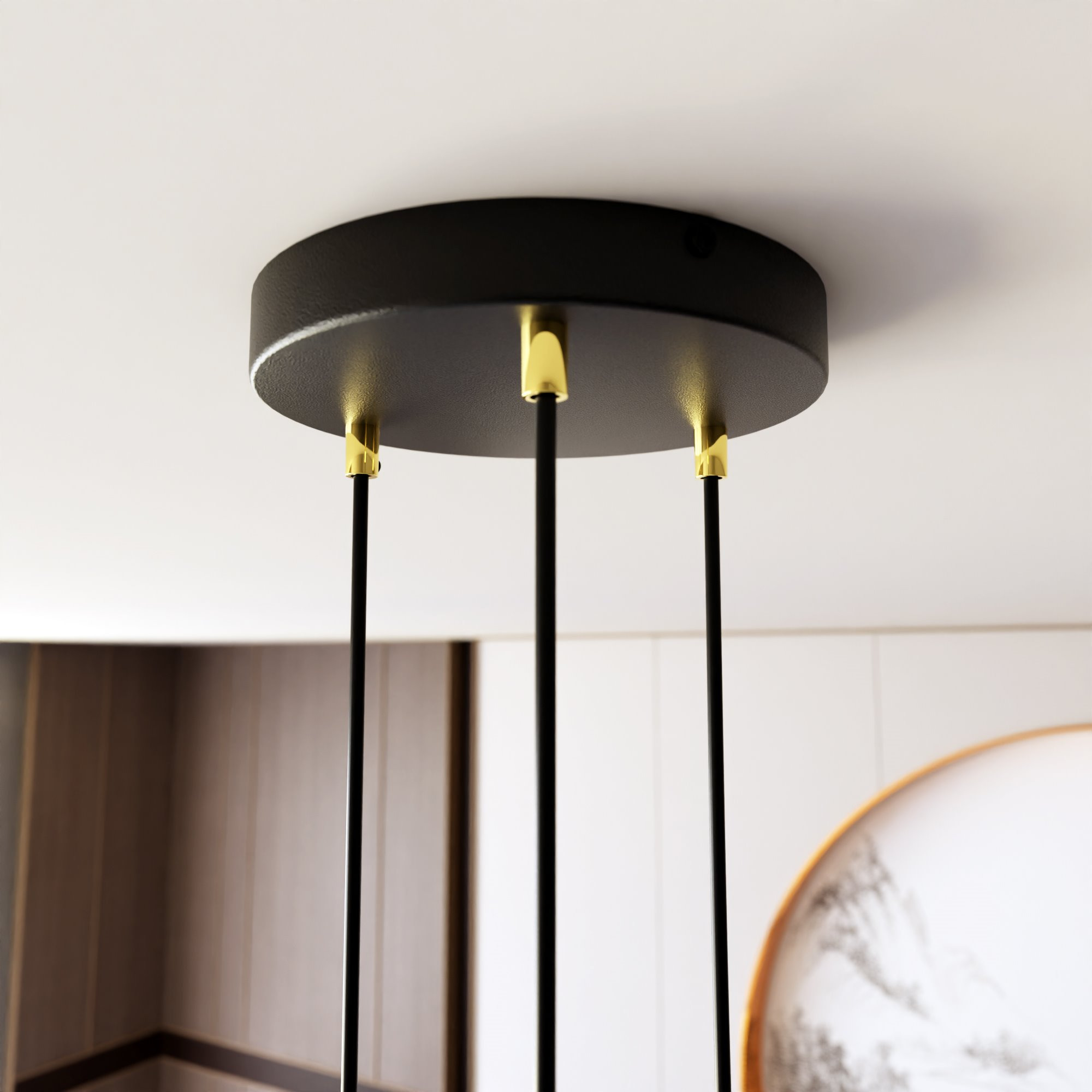 Suspension Selter avec base en métal circulaire et abat-jour cylindrique au design contemporain par Emibig Suspension Selter avec base en métal circulaire et abat-jour cylindrique au design contemporain par Emibig