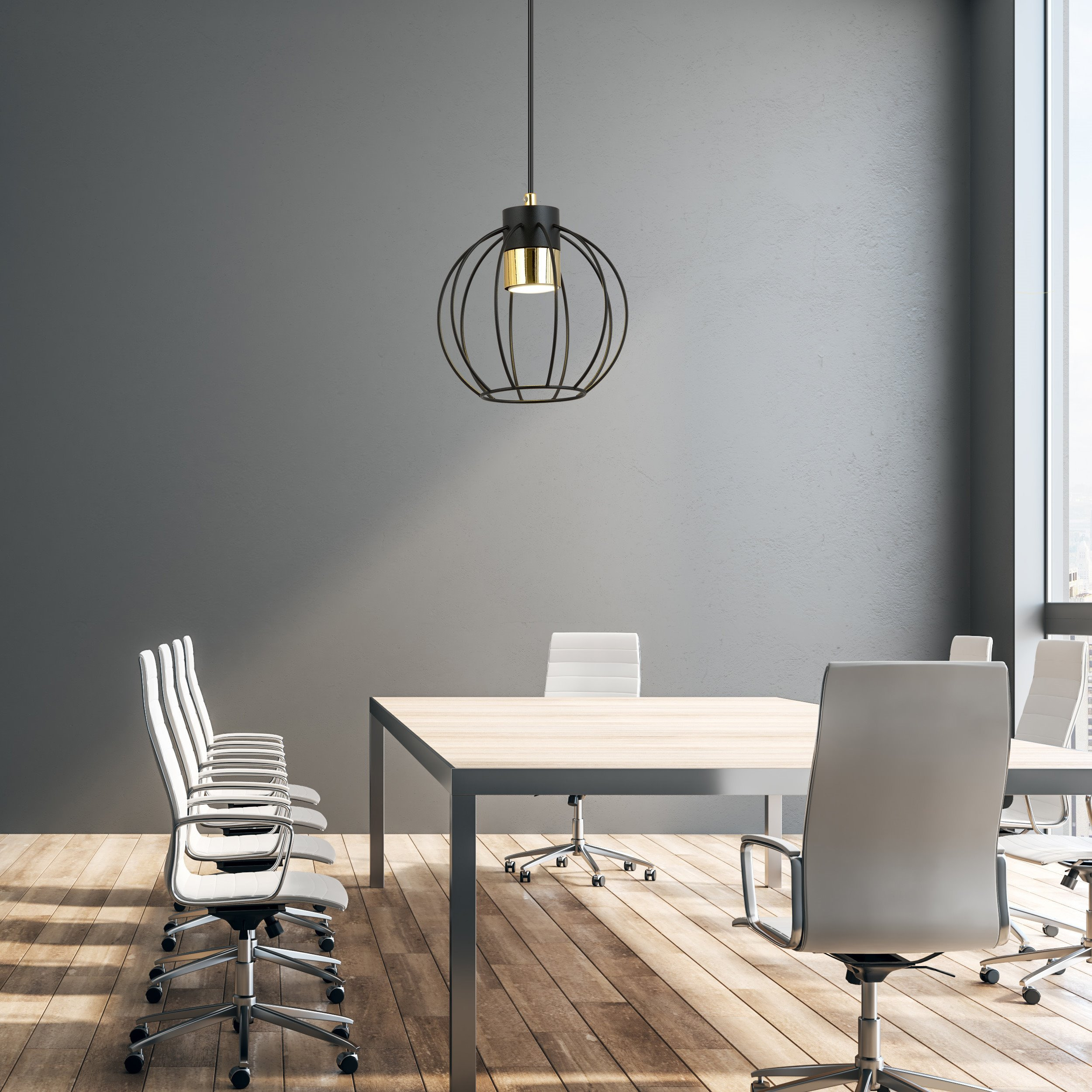 Suspension Ajax base en métal et abat-jour en boule métallique au design contemporain par Emibig