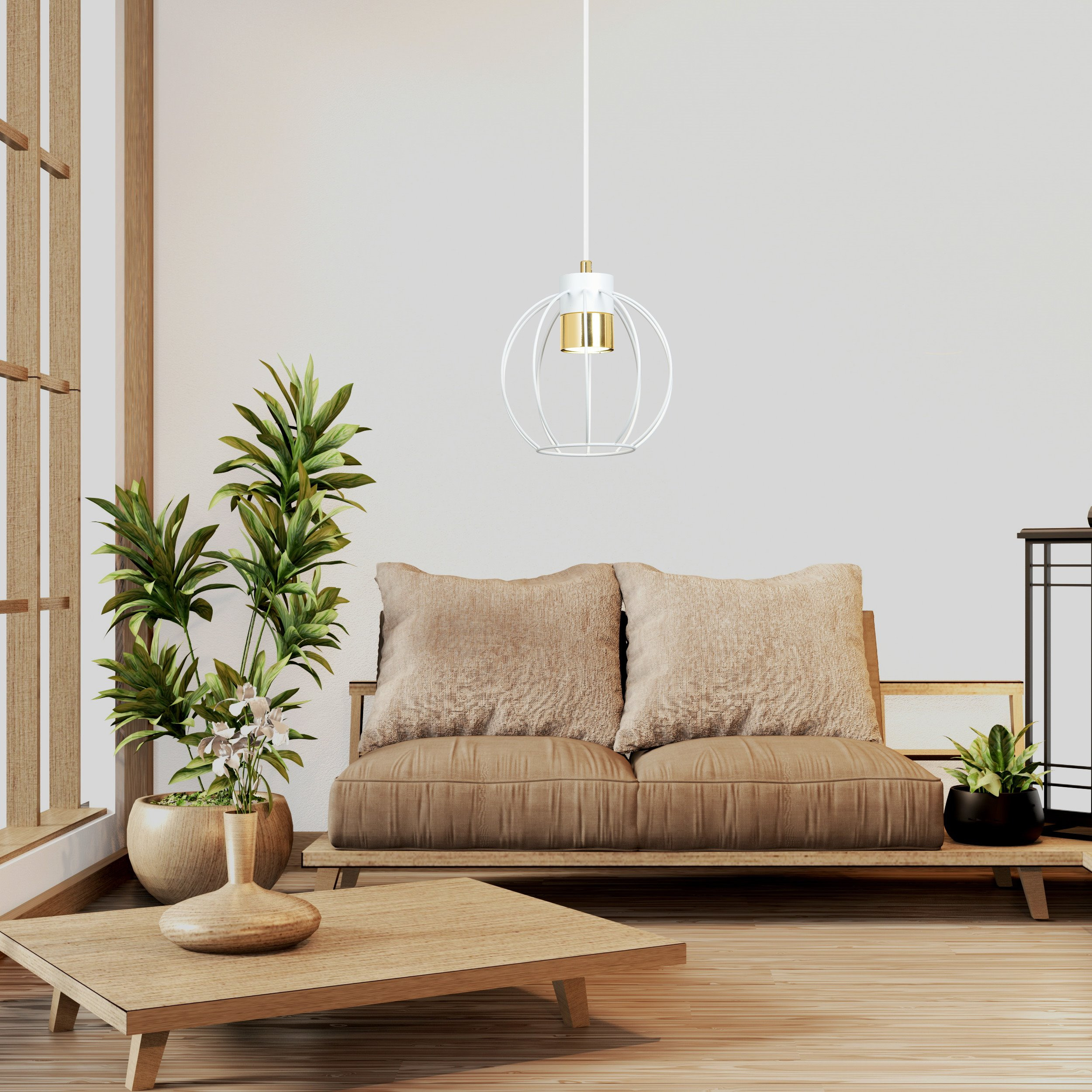Suspension Ajax base en métal et abat-jour en boule métallique au design contemporain par Emibig Suspension Ajax base en métal et abat-jour en boule métallique au design contemporain par Emibig