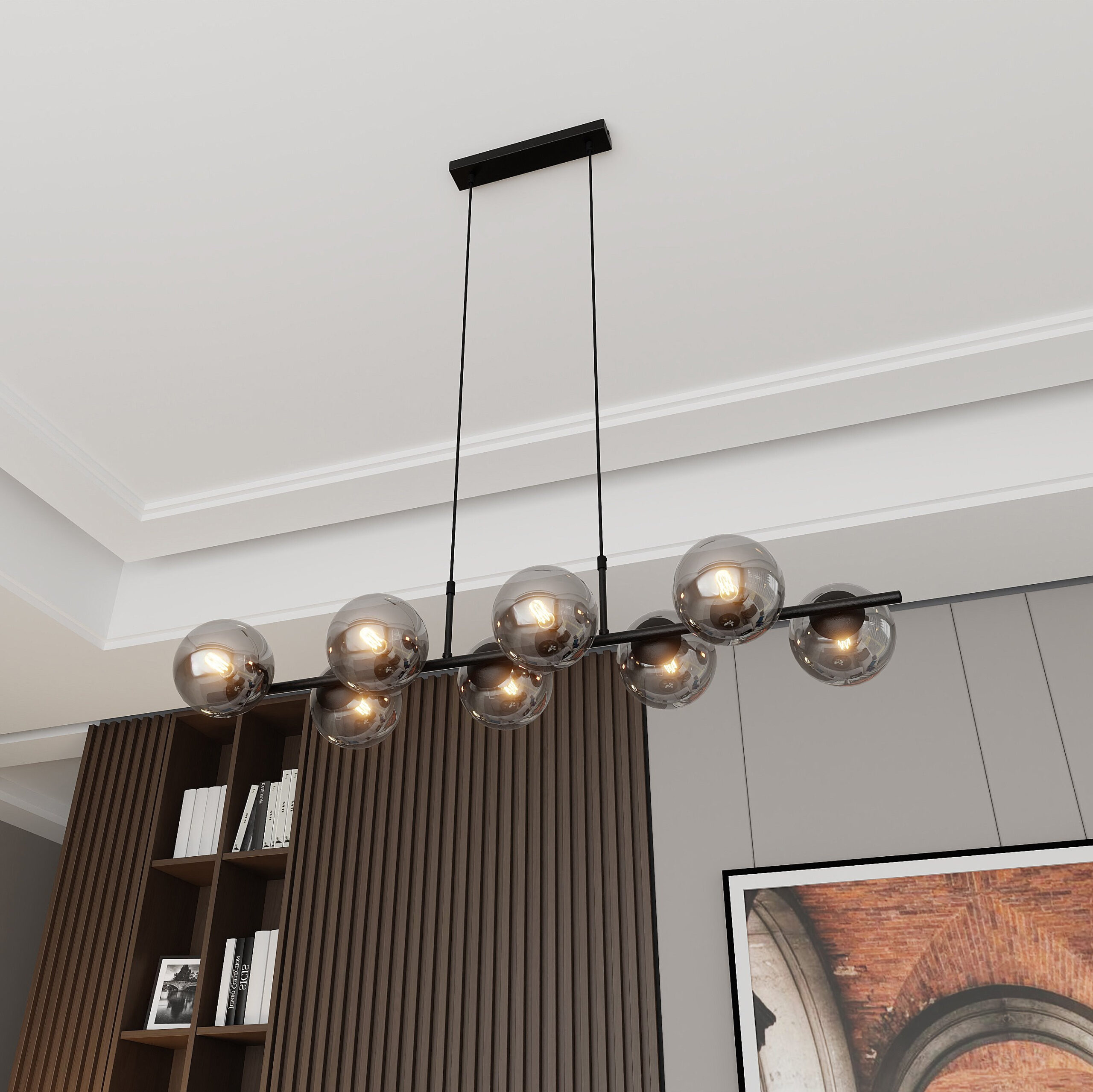 Suspension Rory base en métal et abat-jour boule en verre au design contemporain par Emibig Suspension Rory base en métal et abat-jour boule en verre au design contemporain par Emibig