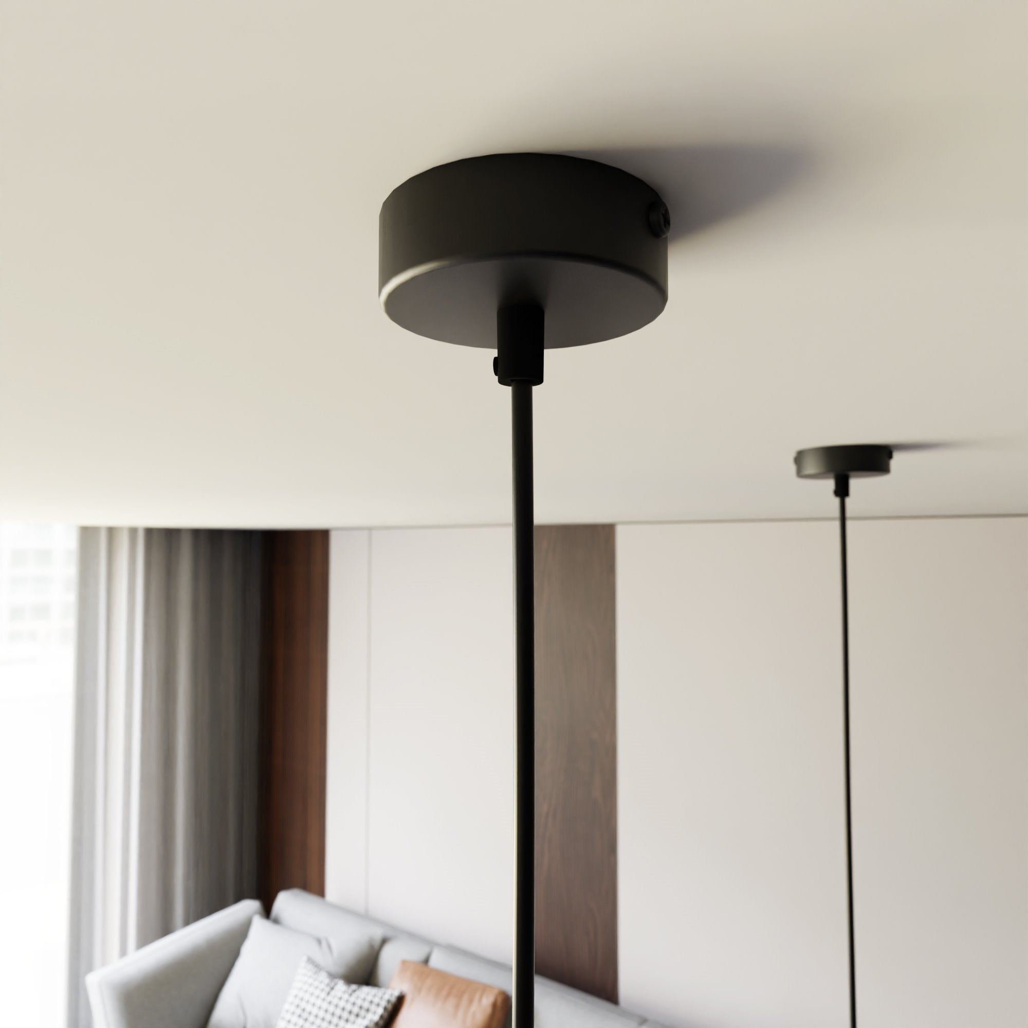 Suspension Elit avec une base en métal circulaire et des abat-jours en forme de cône au design contemporain par Emibig Suspension Elit avec une base en métal circulaire et des abat-jours en forme de cône au design contemporain par Emibig