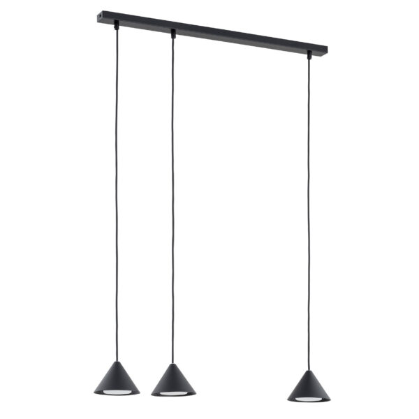 Suspension Elit avec base en métal linéaire et des abat-jours en forme de cône au design contemporain par Emibig
