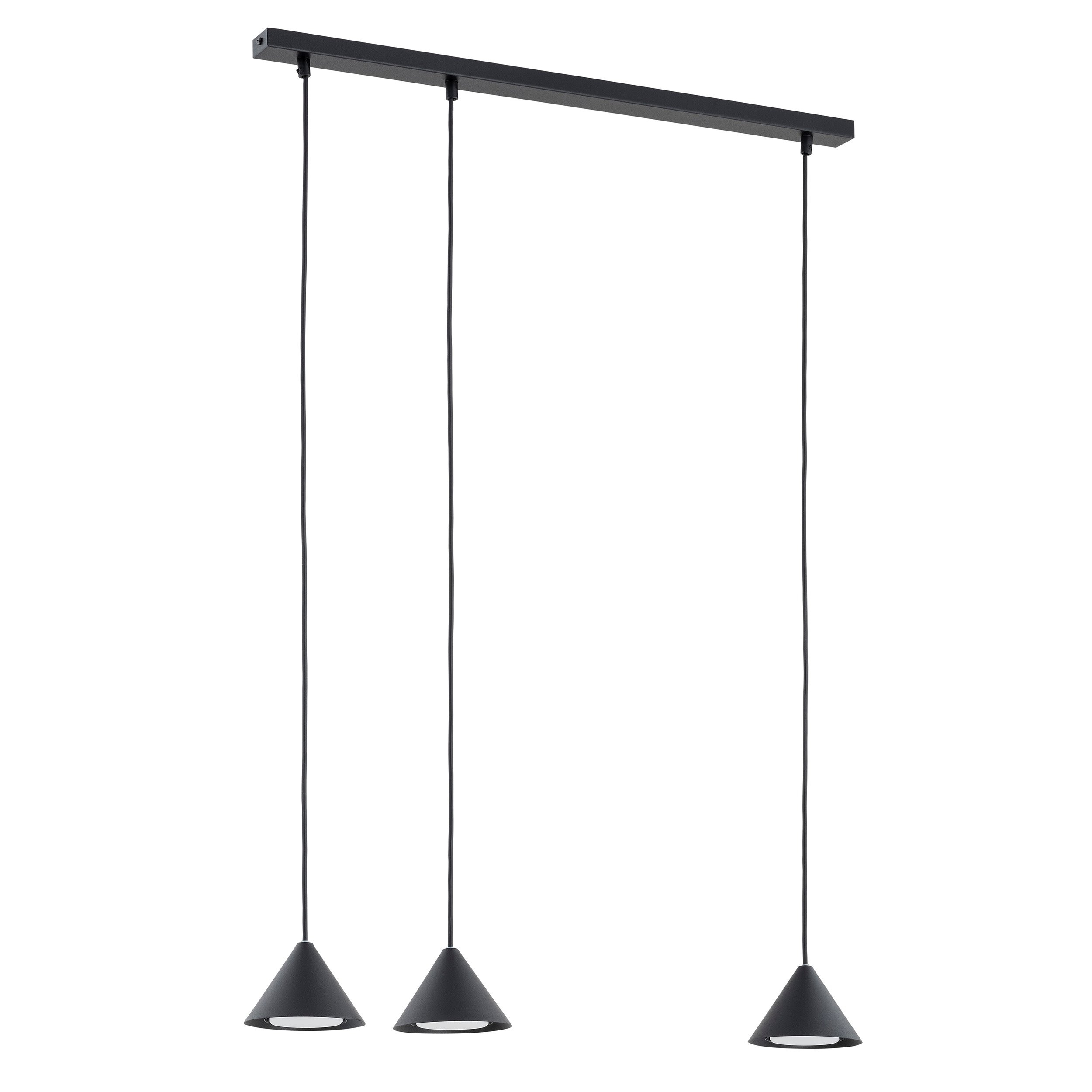 Suspension Elit avec base en métal linéaire et des abat-jours en forme de cône au design contemporain par Emibig