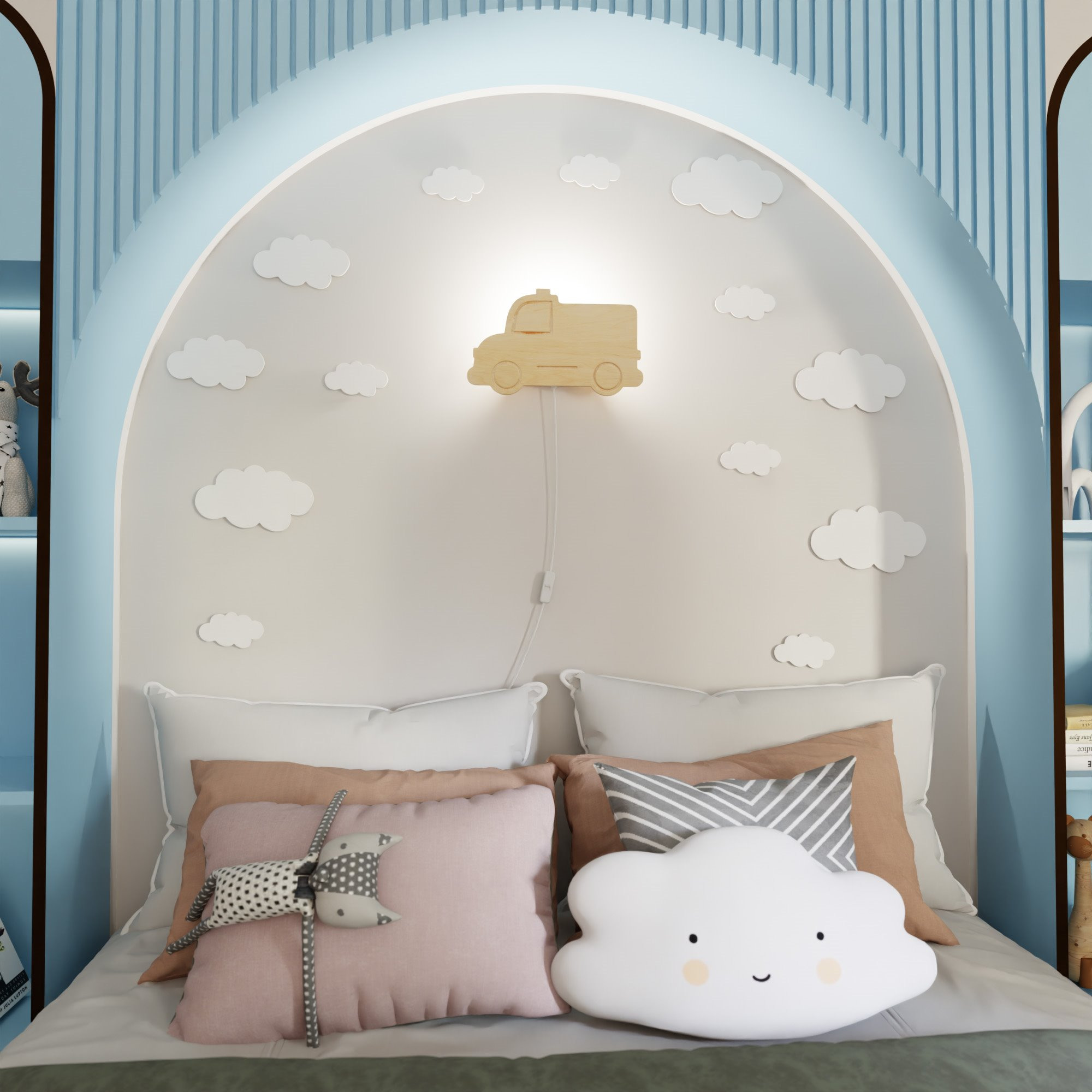 Applique Police K1 base en métal avec abat-jour en bois au design contemporain par Emibig Applique Police K1 base en métal avec abat-jour en bois au design contemporain par Emibig