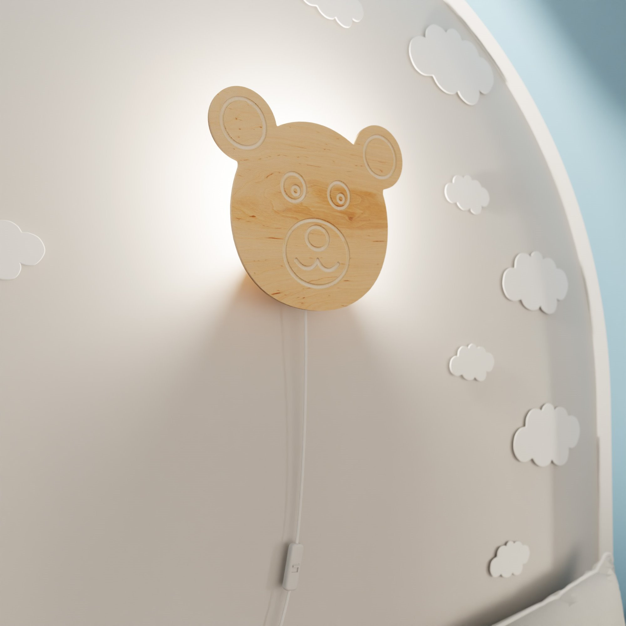 Applique Ted K1 base en métal avec abat-jour en bois au design contemporain par Emibig