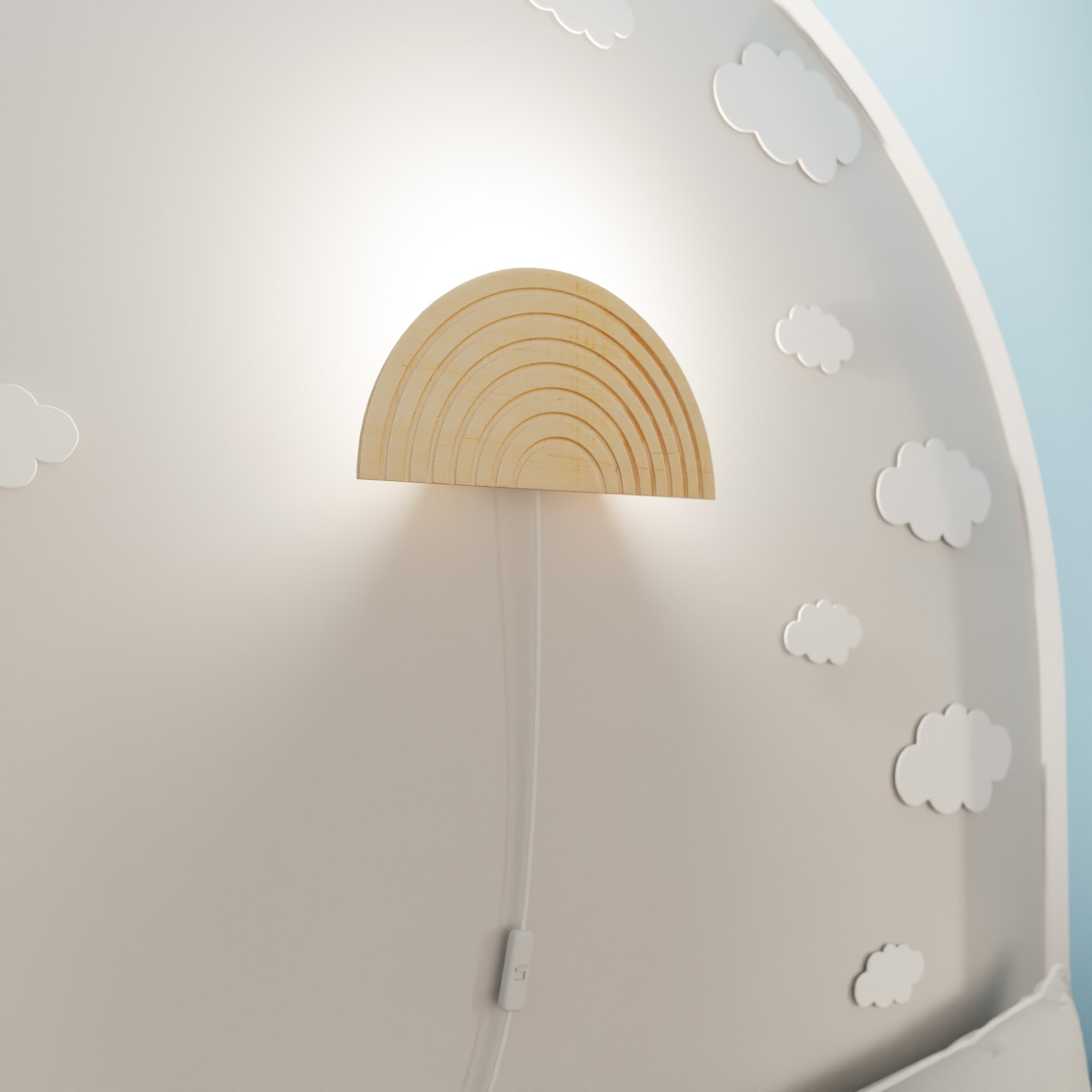 Applique Rainbow K1 base en métal avec abat-jour en bois au design contemporain par Emibig