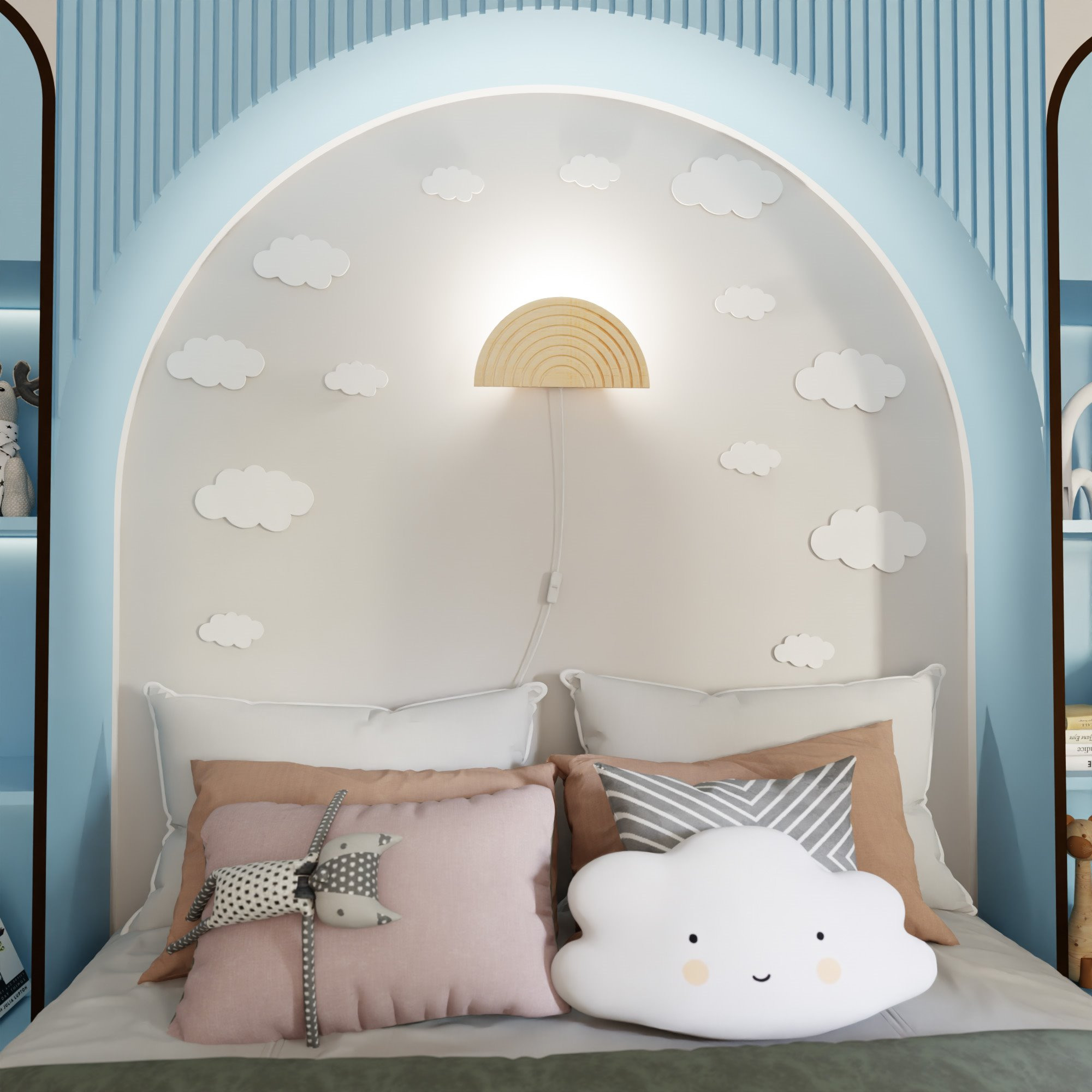 Applique Rainbow K1 base en métal avec abat-jour en bois au design contemporain par Emibig