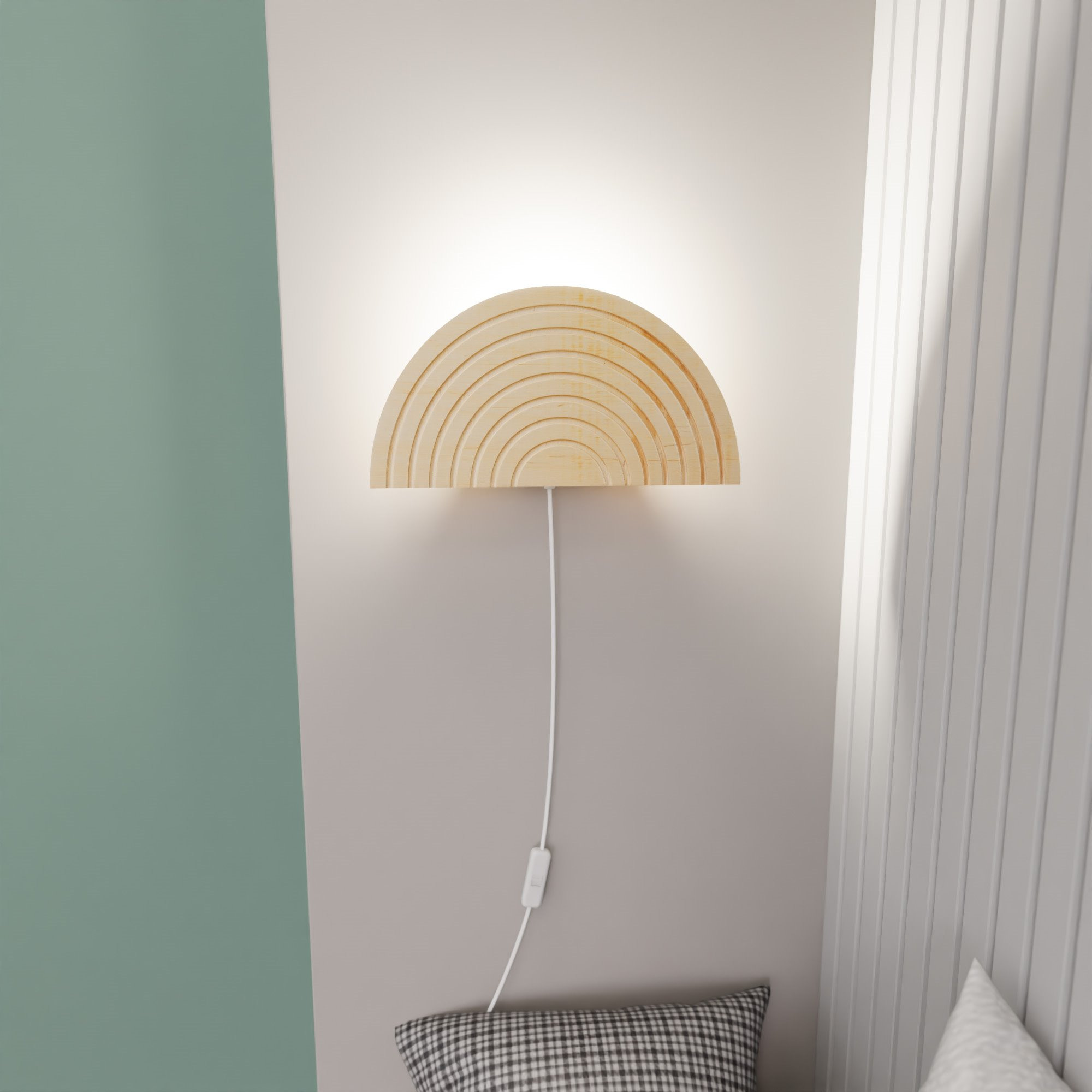 Applique Rainbow K1 base en métal avec abat-jour en bois au design contemporain par Emibig