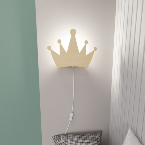 Applique Queen K1 base en métal avec abat-jour en bois au design contemporain par Emibig