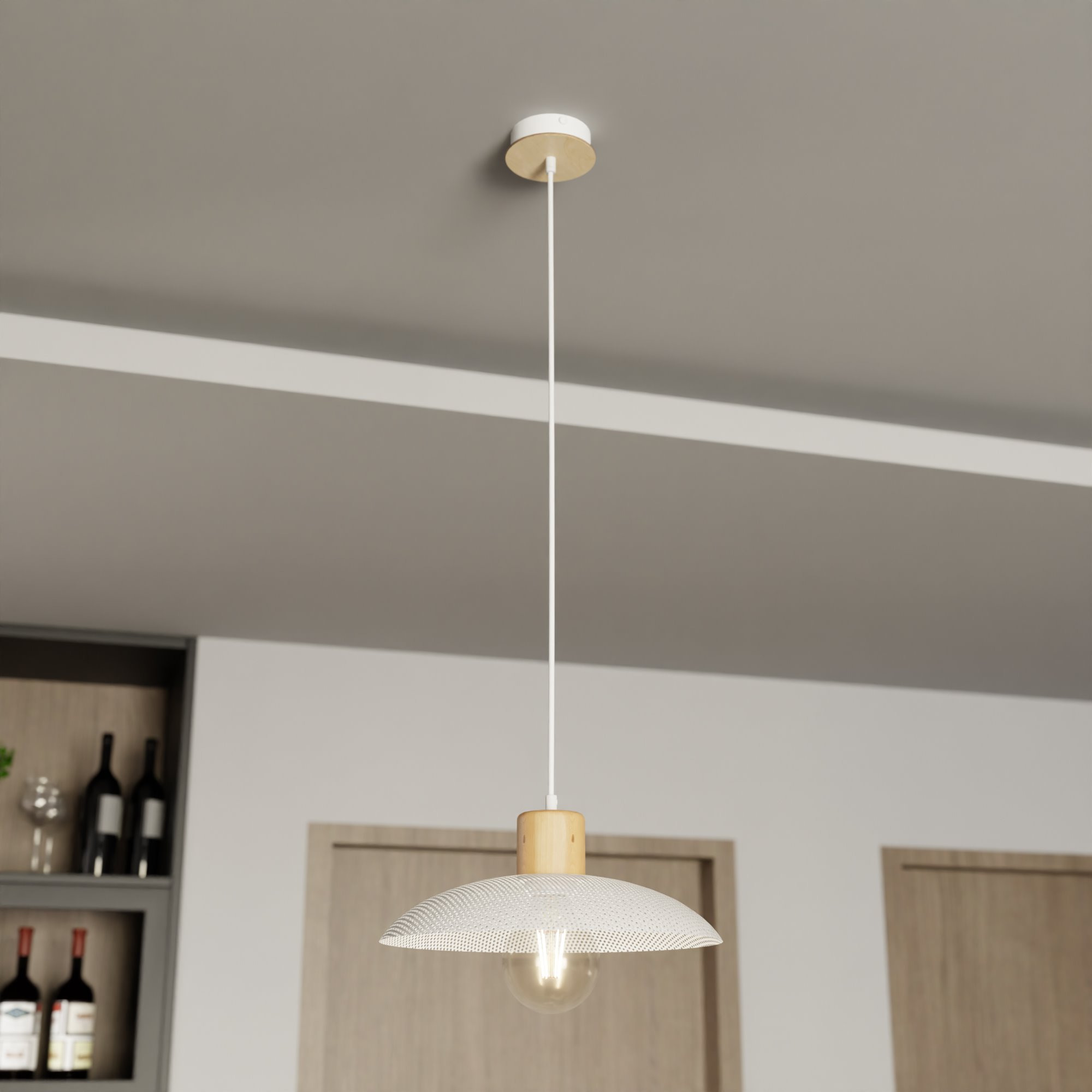 Suspension scandinave Kobe avec base en métal et bois au design contemporain par Emibig Suspension scandinave Kobe avec base en métal et bois au design contemporain par Emibig
