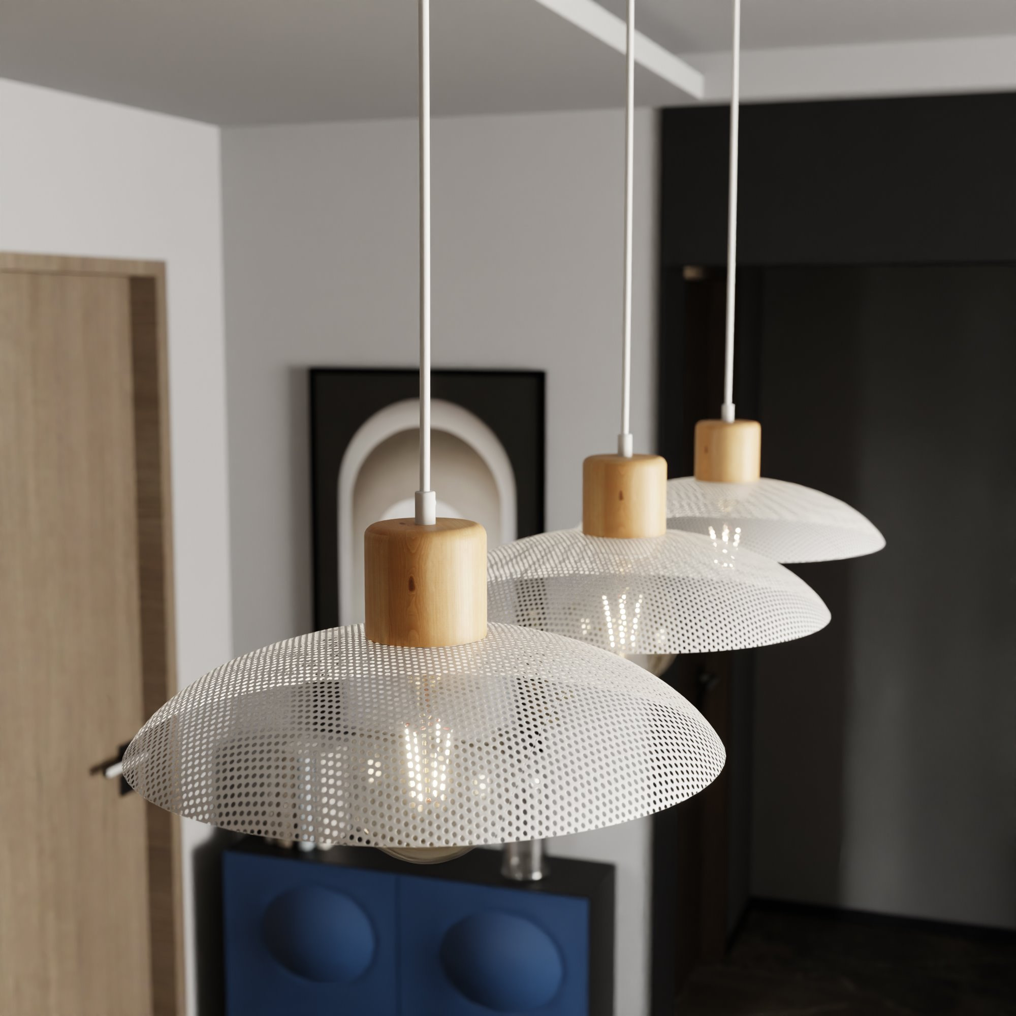 Suspension scandinave Kobe avec base en métal et bois au design contemporain par Emibig Suspension scandinave Kobe avec base en métal et bois au design contemporain par Emibig