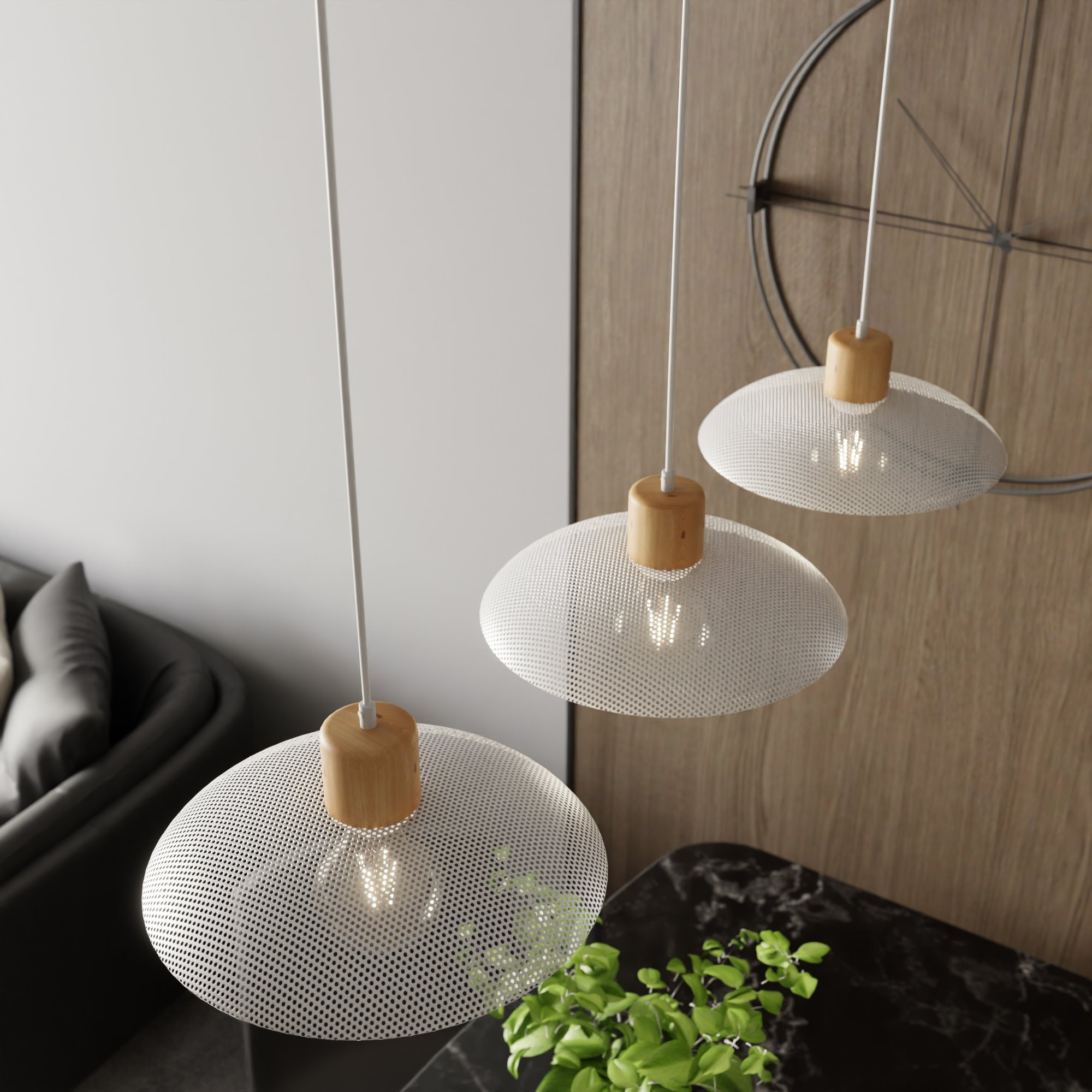 Suspension scandinave Kobe avec base en métal et bois au design contemporain par Emibig Suspension scandinave Kobe avec base en métal et bois au design contemporain par Emibig