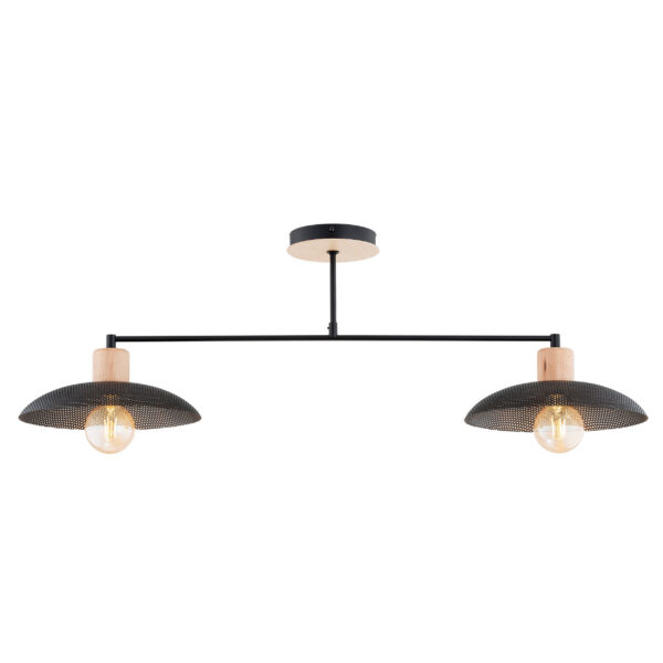 Plafonnier Scandinave Kobe base en métal avec design T inversé et bois au style contemporain par Emibig