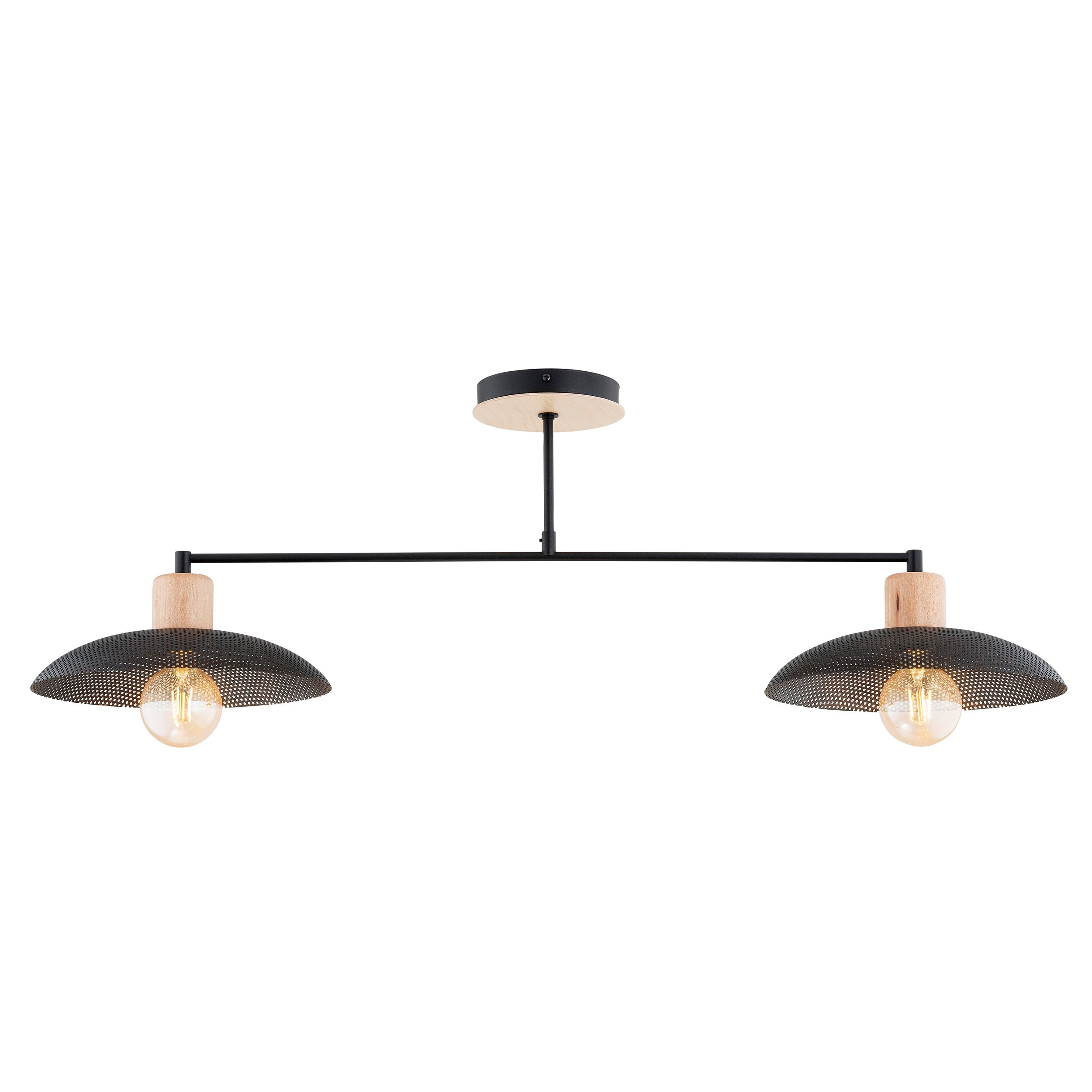 Plafonnier Scandinave Kobe base en métal avec design T inversé et bois au style contemporain par Emibig