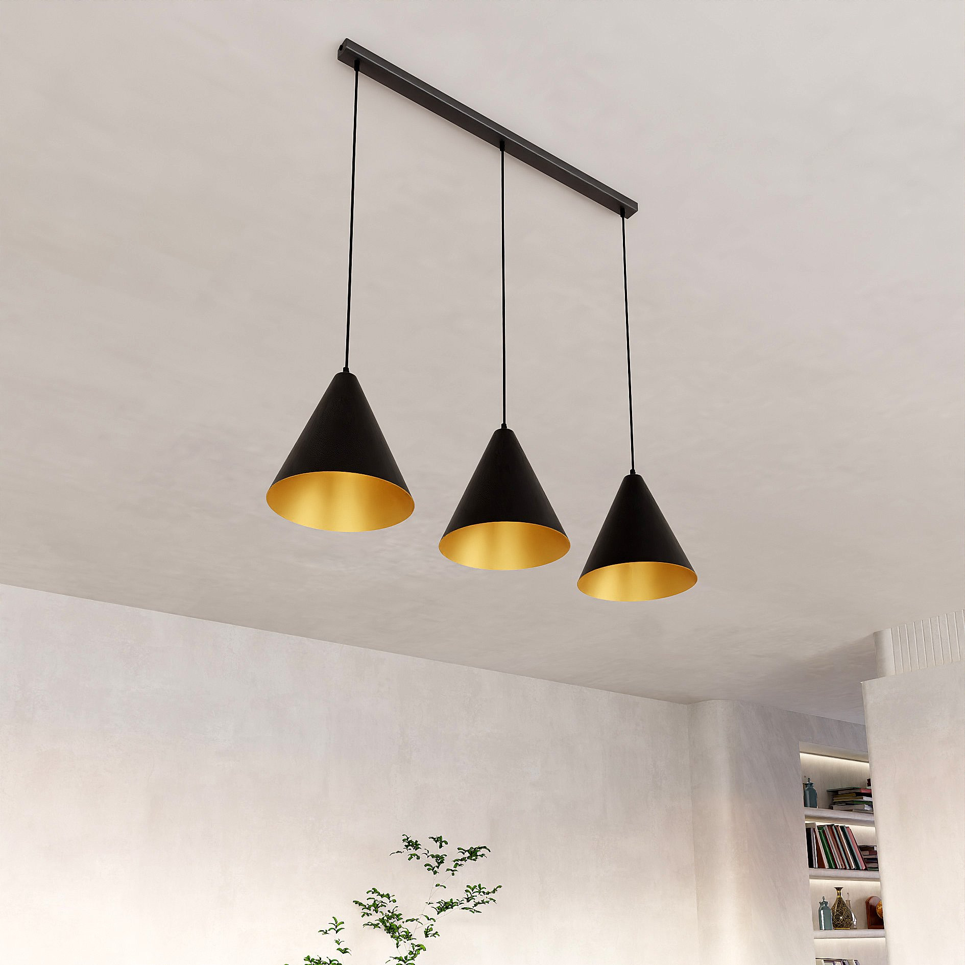 Suspension Rebel base en métal avec abat-jour en forme de cône au design contemporain par Emibig Suspension Rebel base en métal avec abat-jour en forme de cône au design contemporain par Emibig