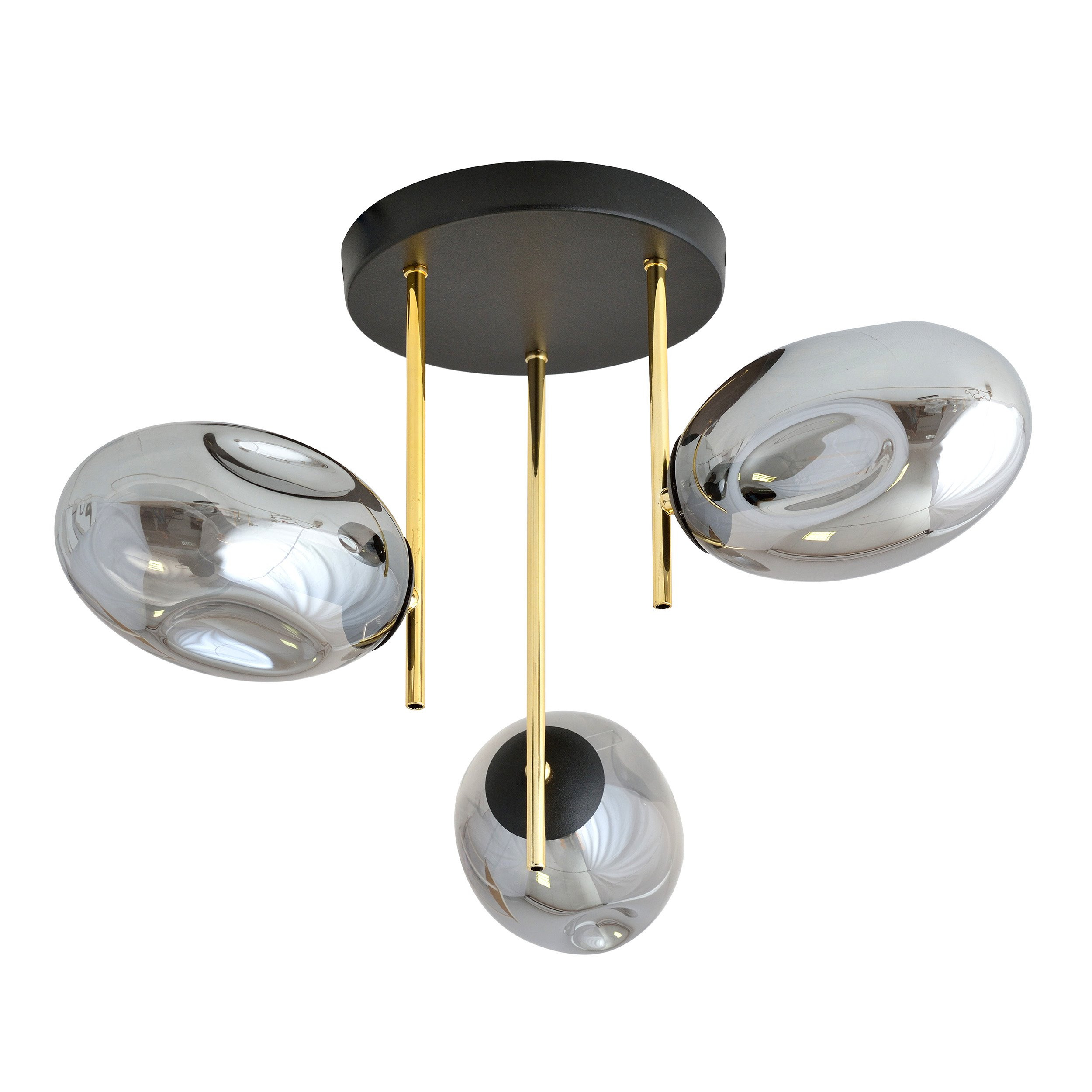 Plafonnier Argo avec base en métal et abat-jour en verre ovale au design contemporain par Emibig