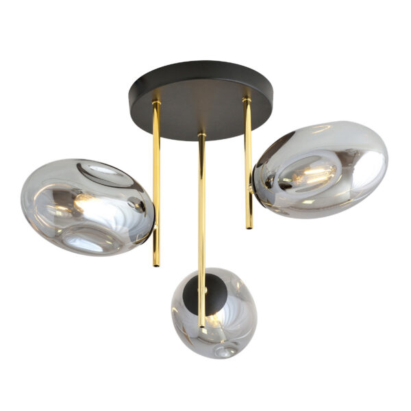 Plafonnier Argo avec base en métal et abat-jour en verre ovale au design contemporain par Emibig