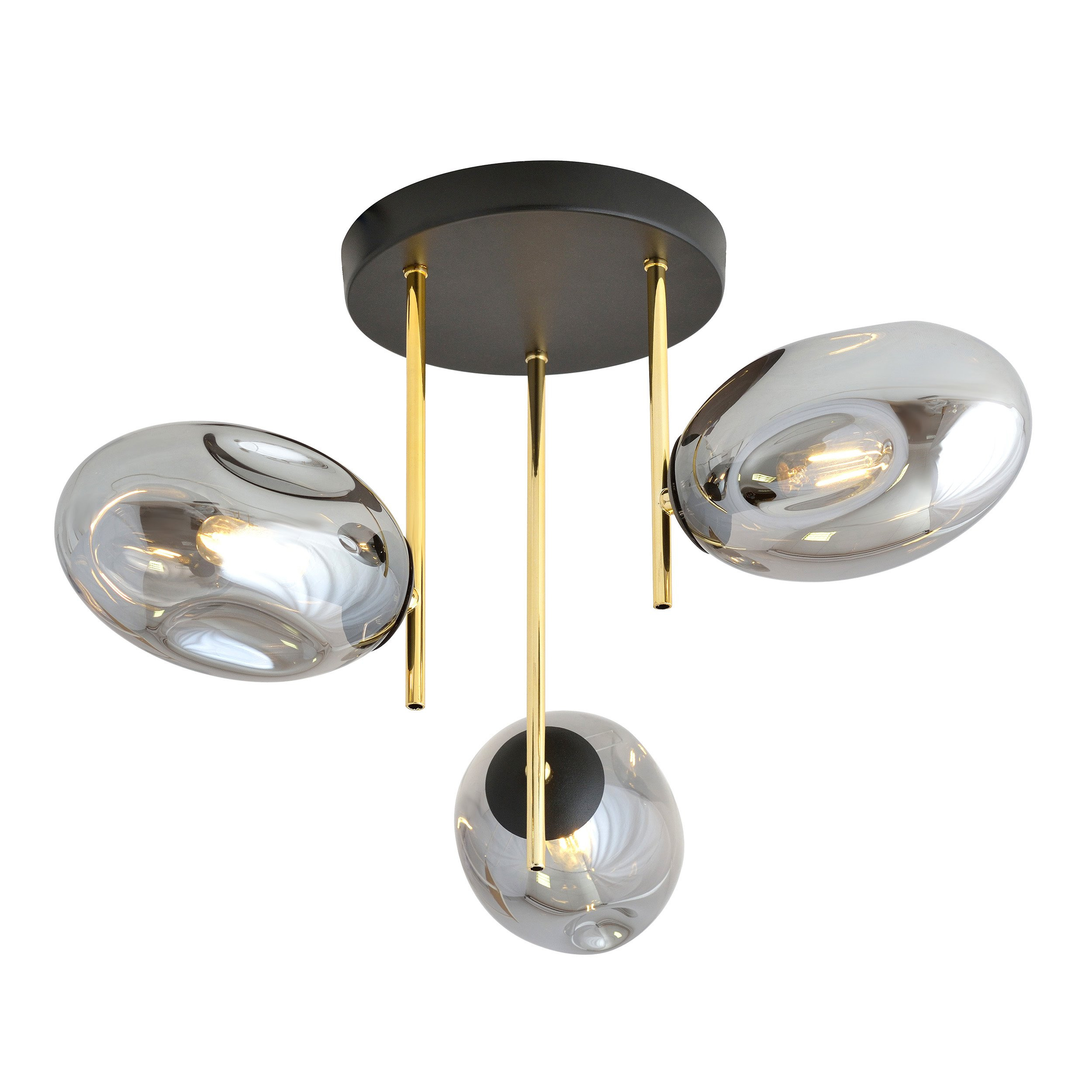 Plafonnier Argo avec base en métal et abat-jour en verre ovale au design contemporain par Emibig