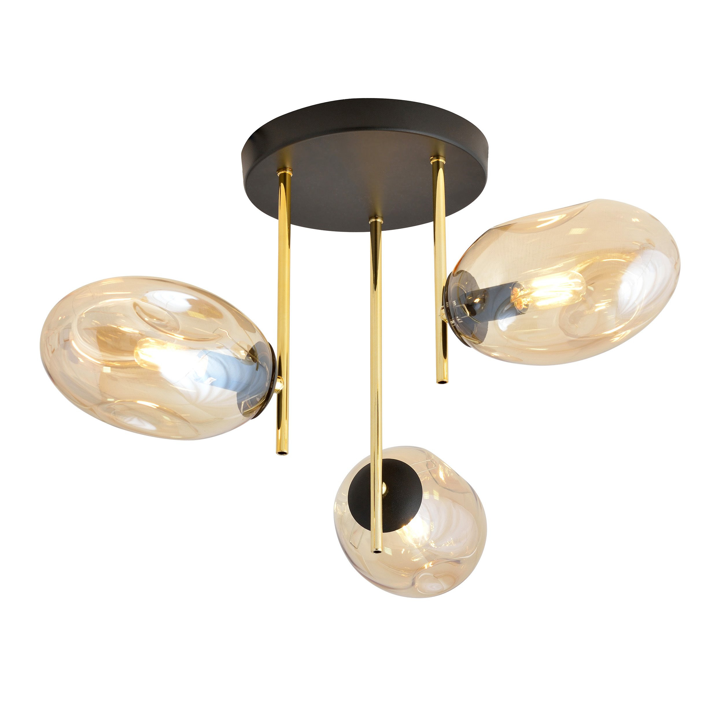 Plafonnier Argo avec base en métal et abat-jour en verre ovale au design contemporain par Emibig Plafonnier Argo avec base en métal et abat-jour en verre ovale au design contemporain par Emibig