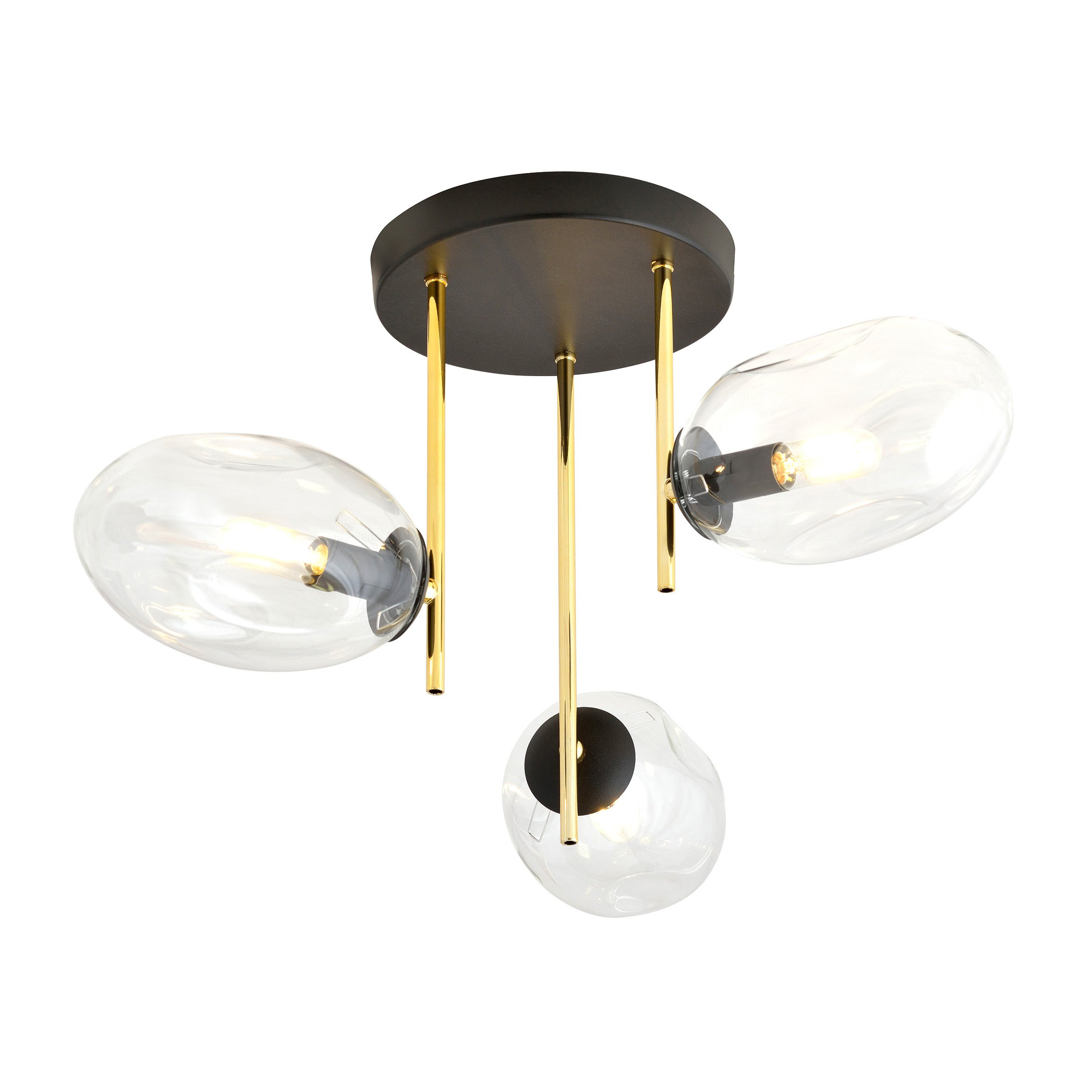 Plafonnier Argo avec base en métal et abat-jour en verre ovale au design contemporain par Emibig Plafonnier Argo avec base en métal et abat-jour en verre ovale au design contemporain par Emibig