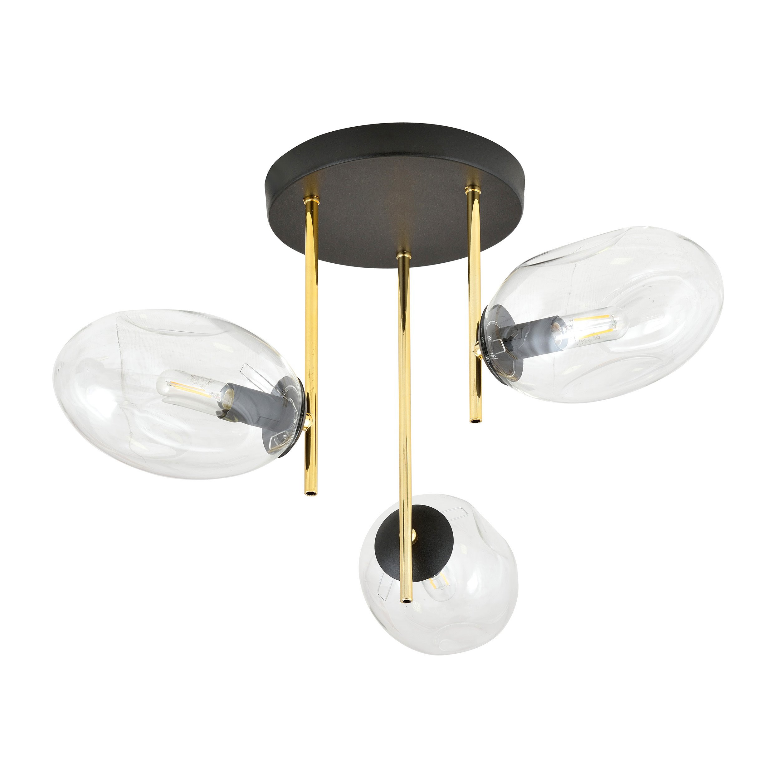 Plafonnier Argo avec base en métal et abat-jour en verre ovale au design contemporain par Emibig Plafonnier Argo avec base en métal et abat-jour en verre ovale au design contemporain par Emibig