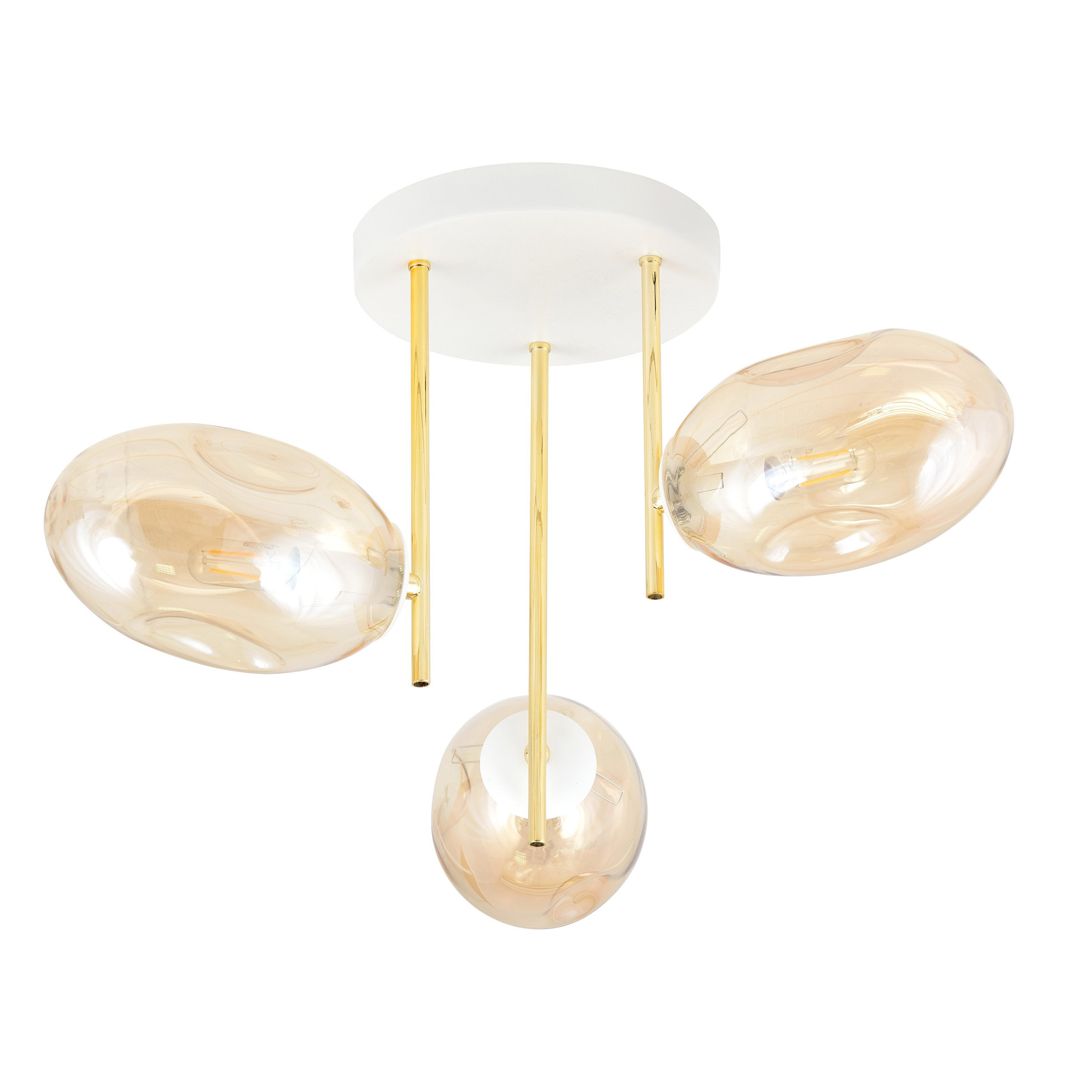 Plafonnier Argo avec base en métal et abat-jour en verre ovale au design contemporain par Emibig Plafonnier Argo avec base en métal et abat-jour en verre ovale au design contemporain par Emibig