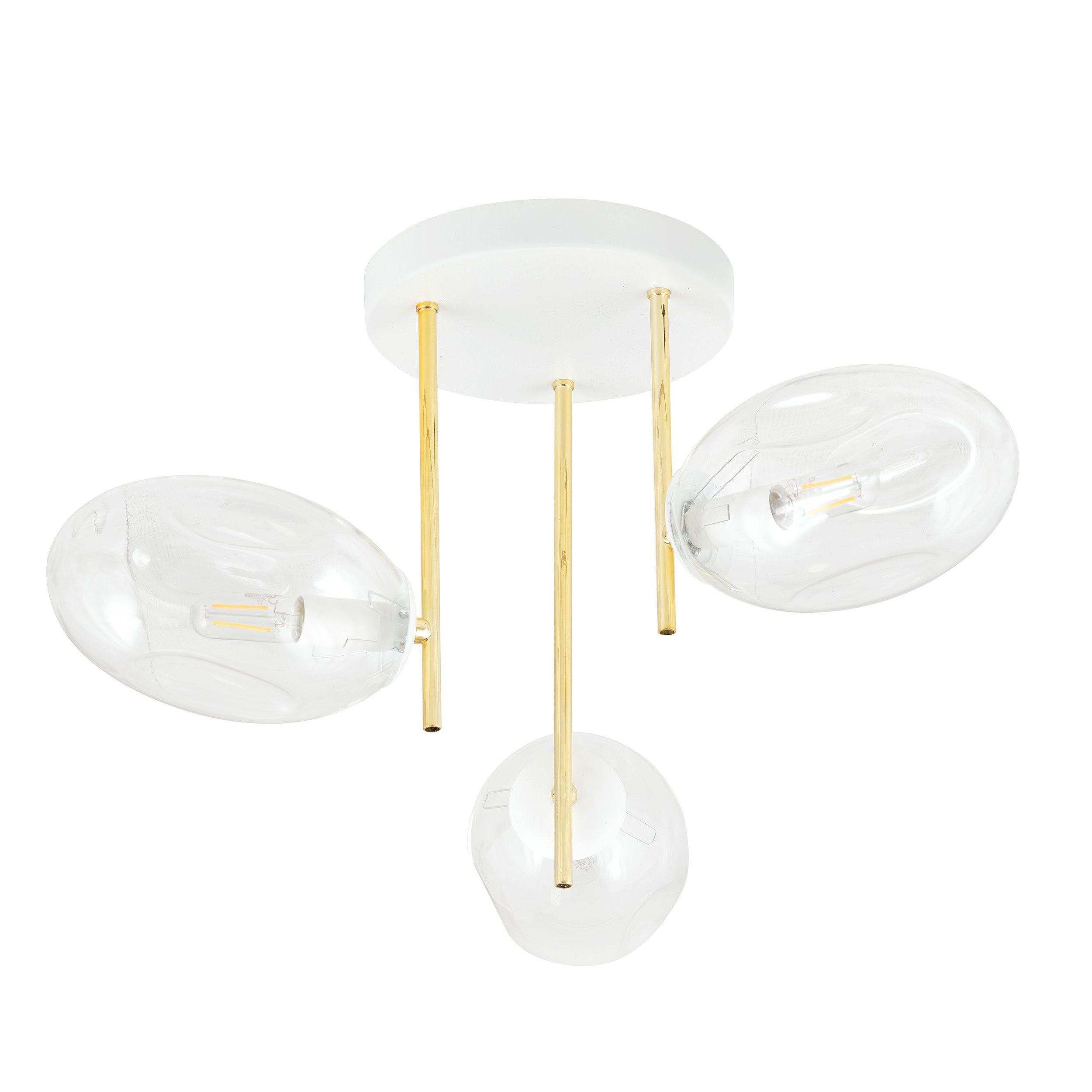 Plafonnier Argo avec base en métal et abat-jour en verre ovale au design contemporain par Emibig Plafonnier Argo avec base en métal et abat-jour en verre ovale au design contemporain par Emibig
