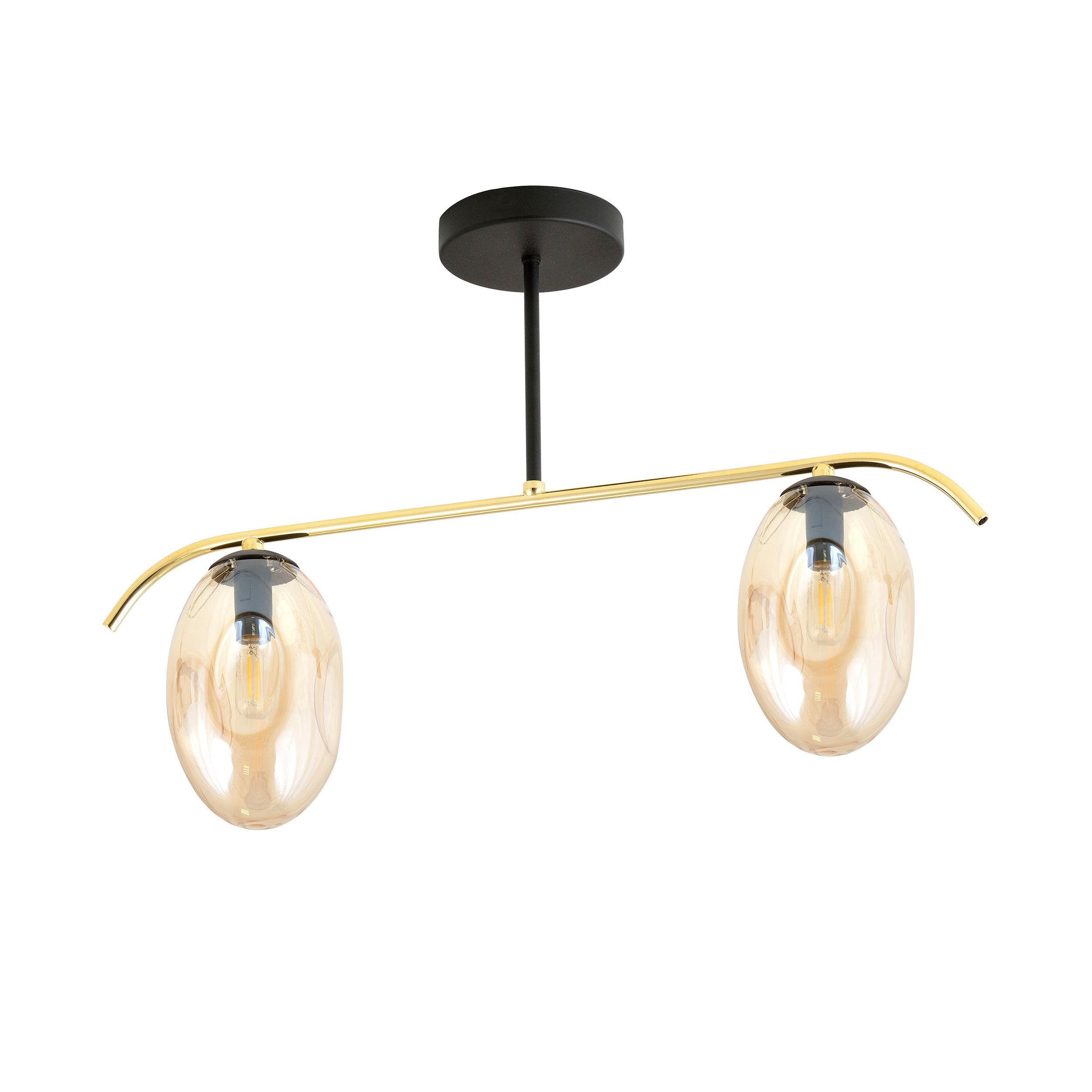 Plafonnier Fines base en métal noir et or avec abat-jour en verre ovale au design contemporain par Emibig Plafonnier Fines base en métal noir et or avec abat-jour en verre ovale au design contemporain par Emibig
