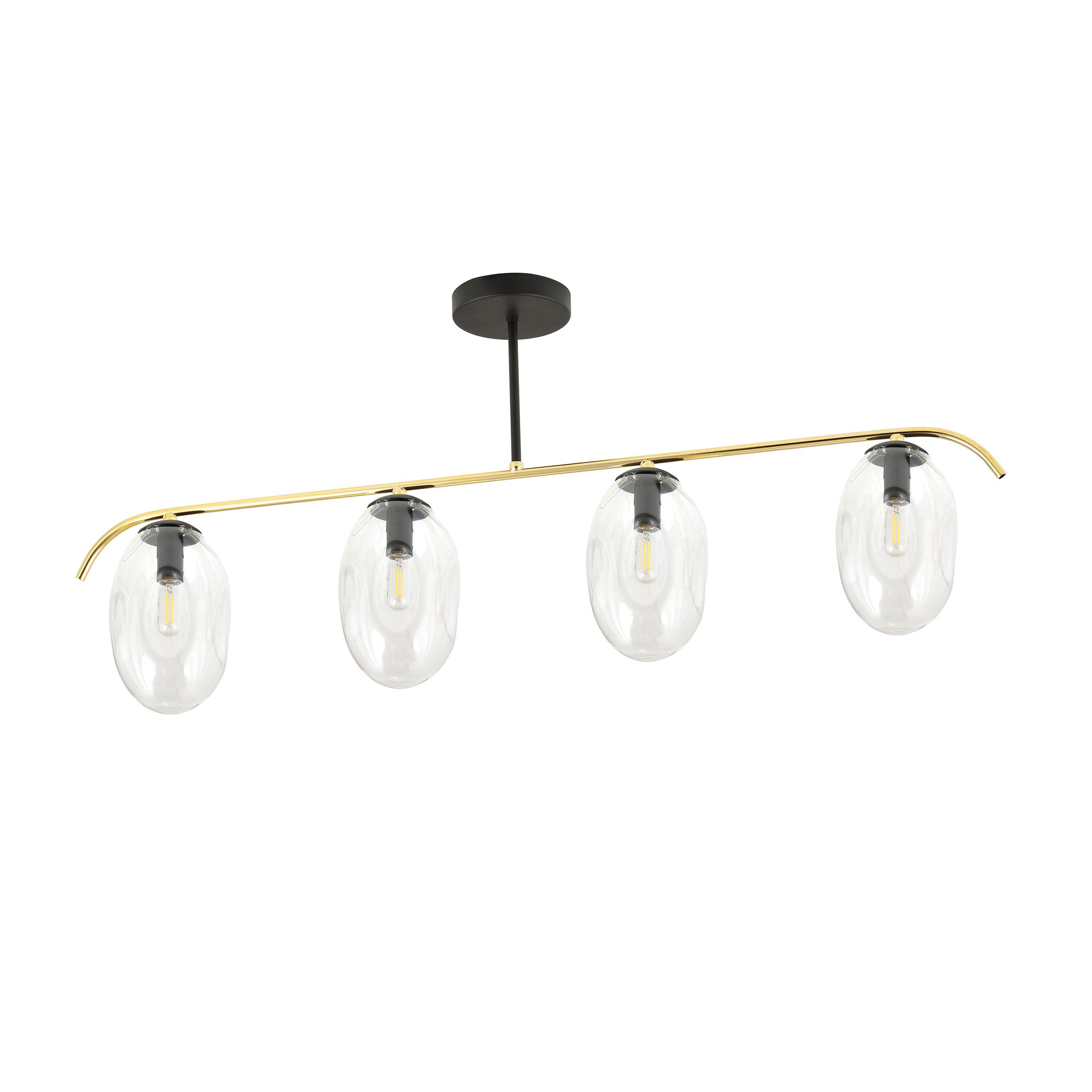 Plafonnier Fines base en métal noir et or avec abat-jour en verre ovale au design contemporain par Emibig Plafonnier Fines base en métal noir et or avec abat-jour en verre ovale au design contemporain par Emibig