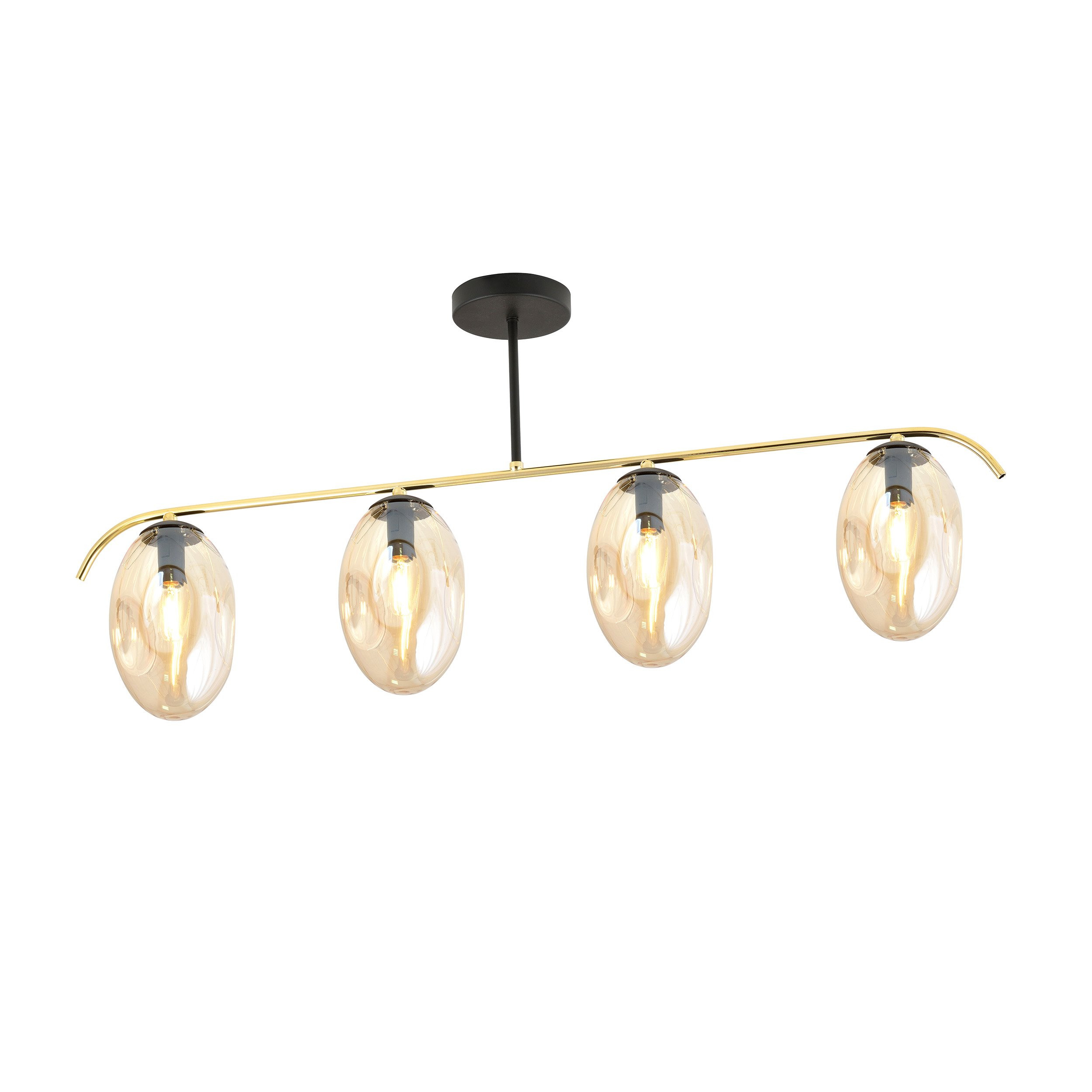 Plafonnier Fines base en métal noir et or avec abat-jour en verre ovale au design contemporain par Emibig Plafonnier Fines base en métal noir et or avec abat-jour en verre ovale au design contemporain par Emibig
