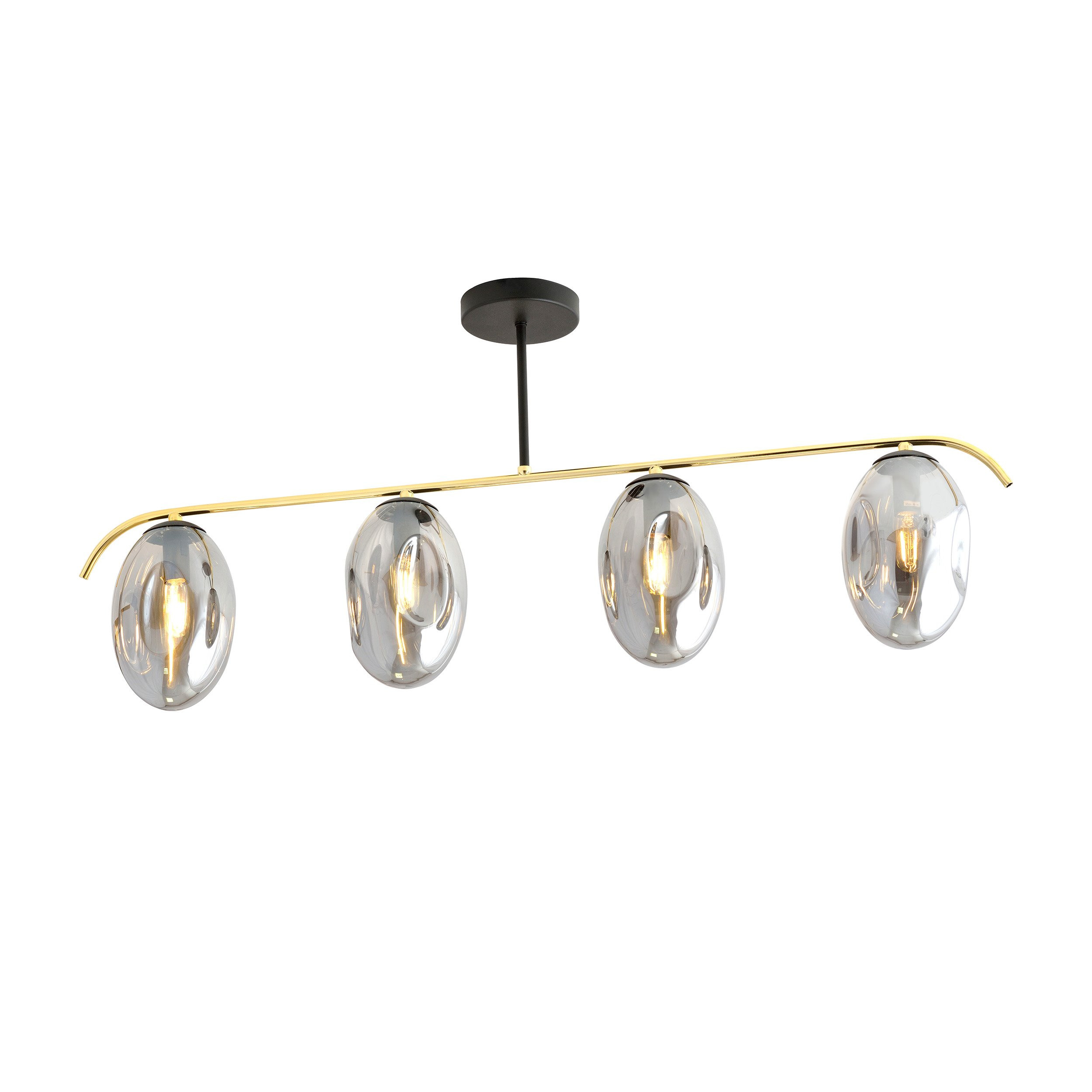 Plafonnier Fines base en métal noir et or avec abat-jour en verre ovale au design contemporain par Emibig Plafonnier Fines base en métal noir et or avec abat-jour en verre ovale au design contemporain par Emibig