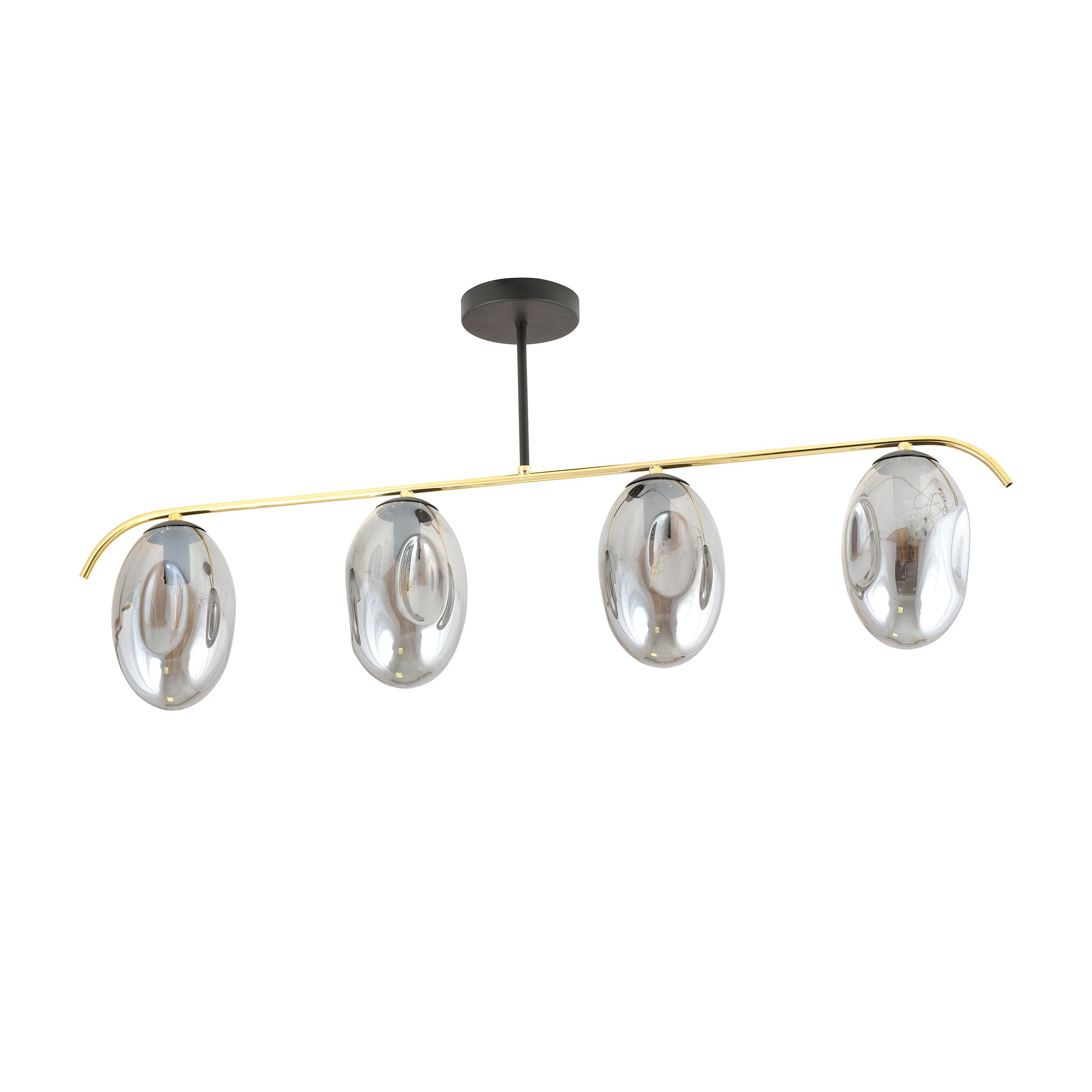 Plafonnier Fines base en métal noir et or avec abat-jour en verre ovale au design contemporain par Emibig Plafonnier Fines base en métal noir et or avec abat-jour en verre ovale au design contemporain par Emibig
