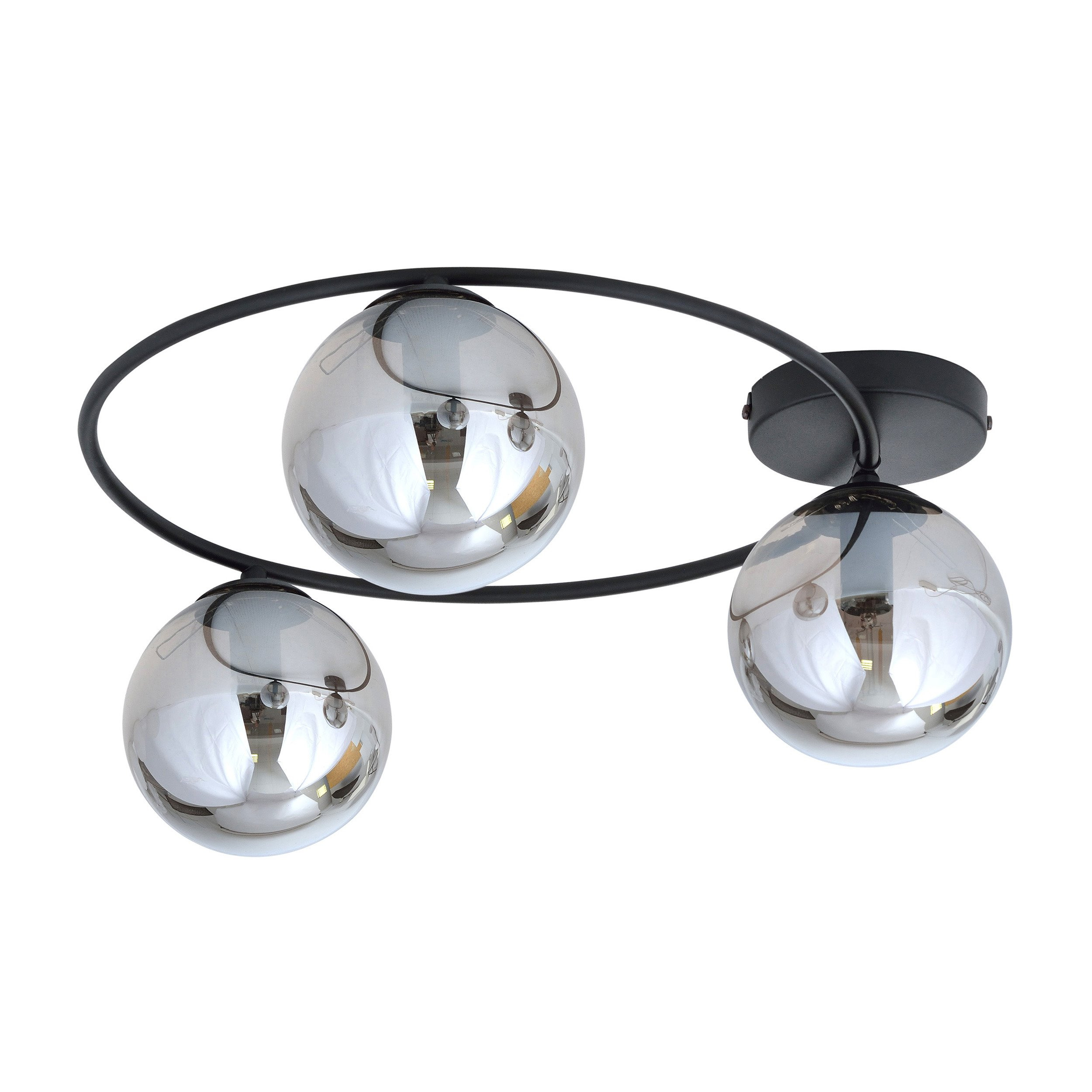 Plafonnier Sopra avec base en anneau en métal et abat-jour en boule de verre au design contemporain par Emibig Plafonnier Sopra avec base en anneau en métal et abat-jour en boule de verre au design contemporain par Emibig
