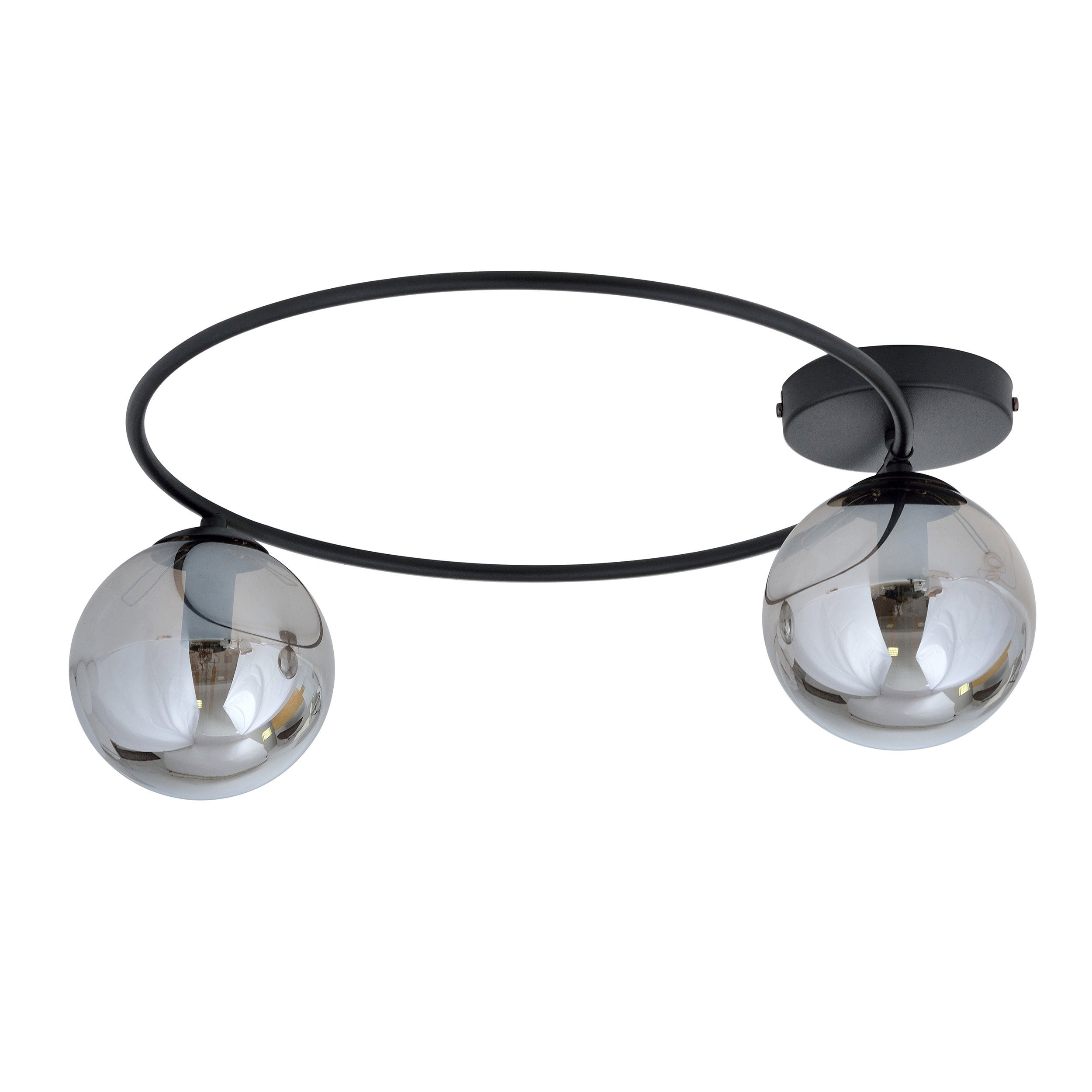 Plafonnier Sopra avec base en anneau en métal et abat-jour en boule de verre au design contemporain par Emibig
