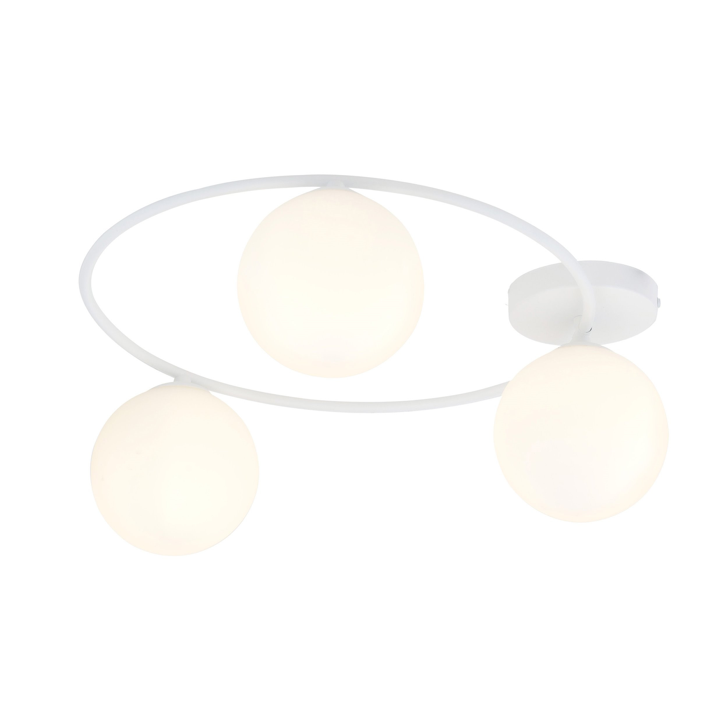 Plafonnier Sopra avec base en anneau en métal et abat-jour en boule de verre au design contemporain par Emibig Plafonnier Sopra avec base en anneau en métal et abat-jour en boule de verre au design contemporain par Emibig
