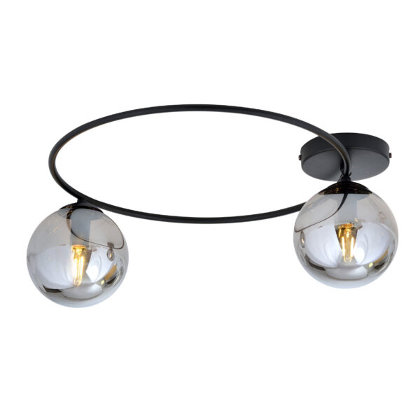 Plafonnier Sopra avec base en anneau en métal et abat-jour en boule de verre au design contemporain par Emibig