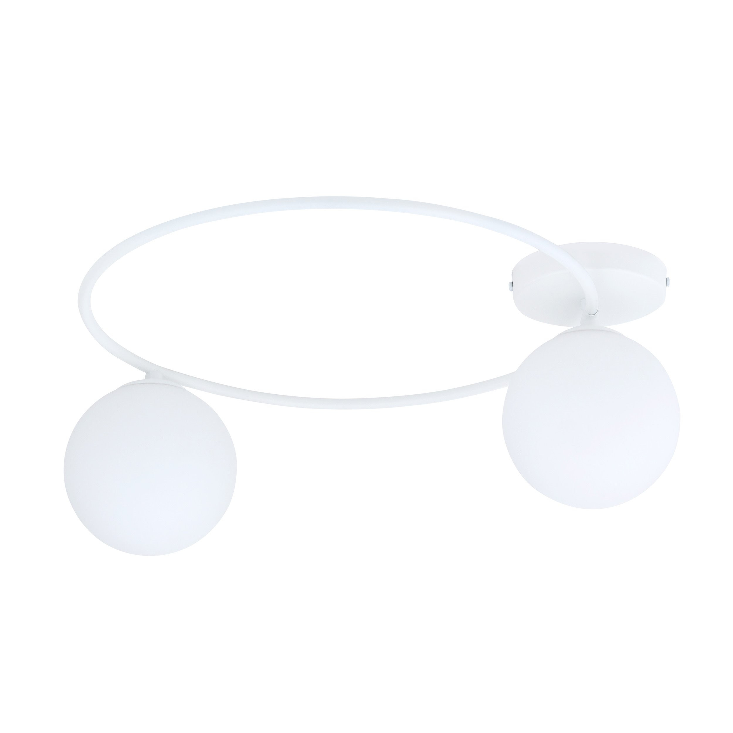 Plafonnier Sopra avec base en anneau en métal et abat-jour en boule de verre au design contemporain par Emibig Plafonnier Sopra avec base en anneau en métal et abat-jour en boule de verre au design contemporain par Emibig