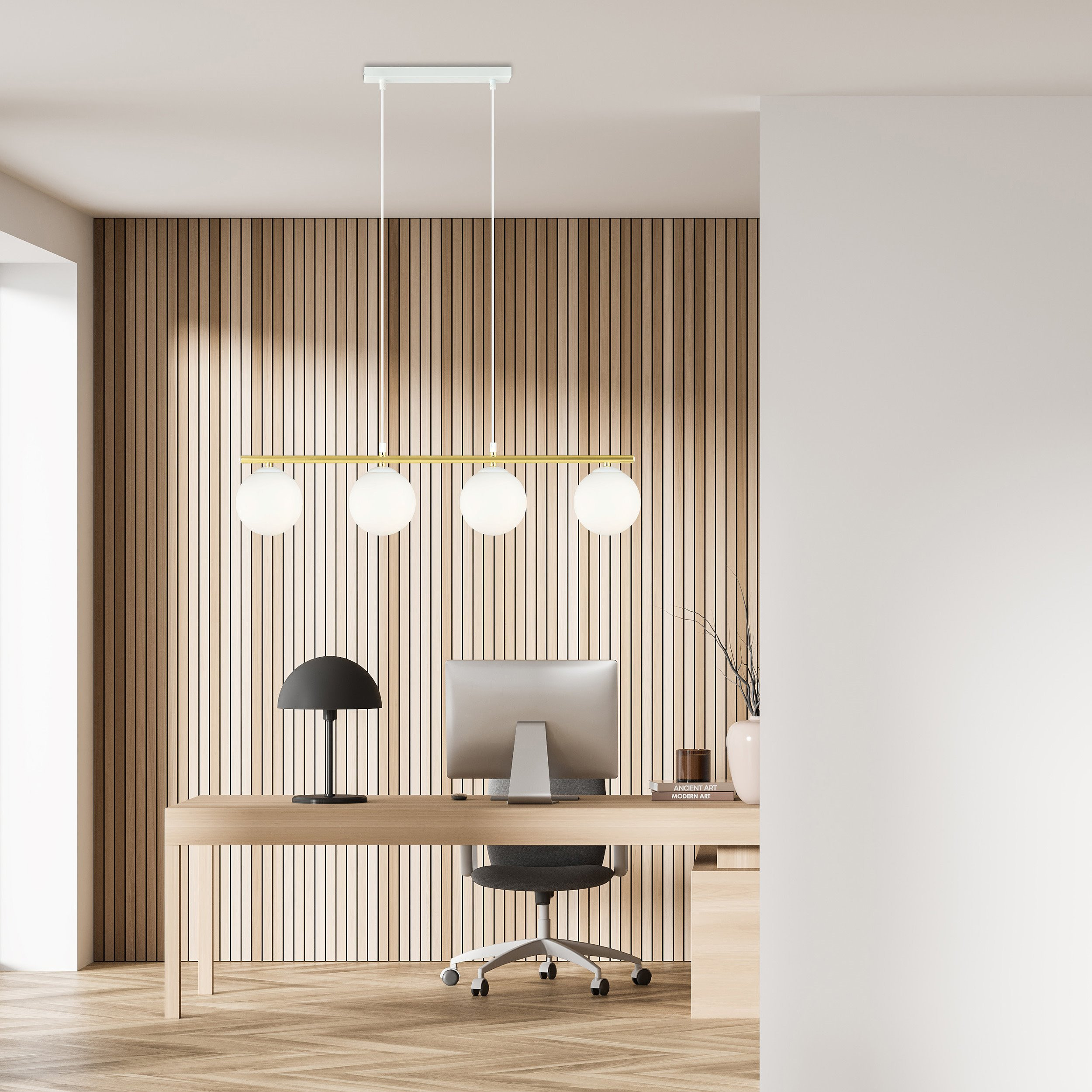 Suspension Allora base en métal et abat-jour boule de verre au design contemporain par Emibig Suspension Allora base en métal et abat-jour boule de verre au design contemporain par Emibig