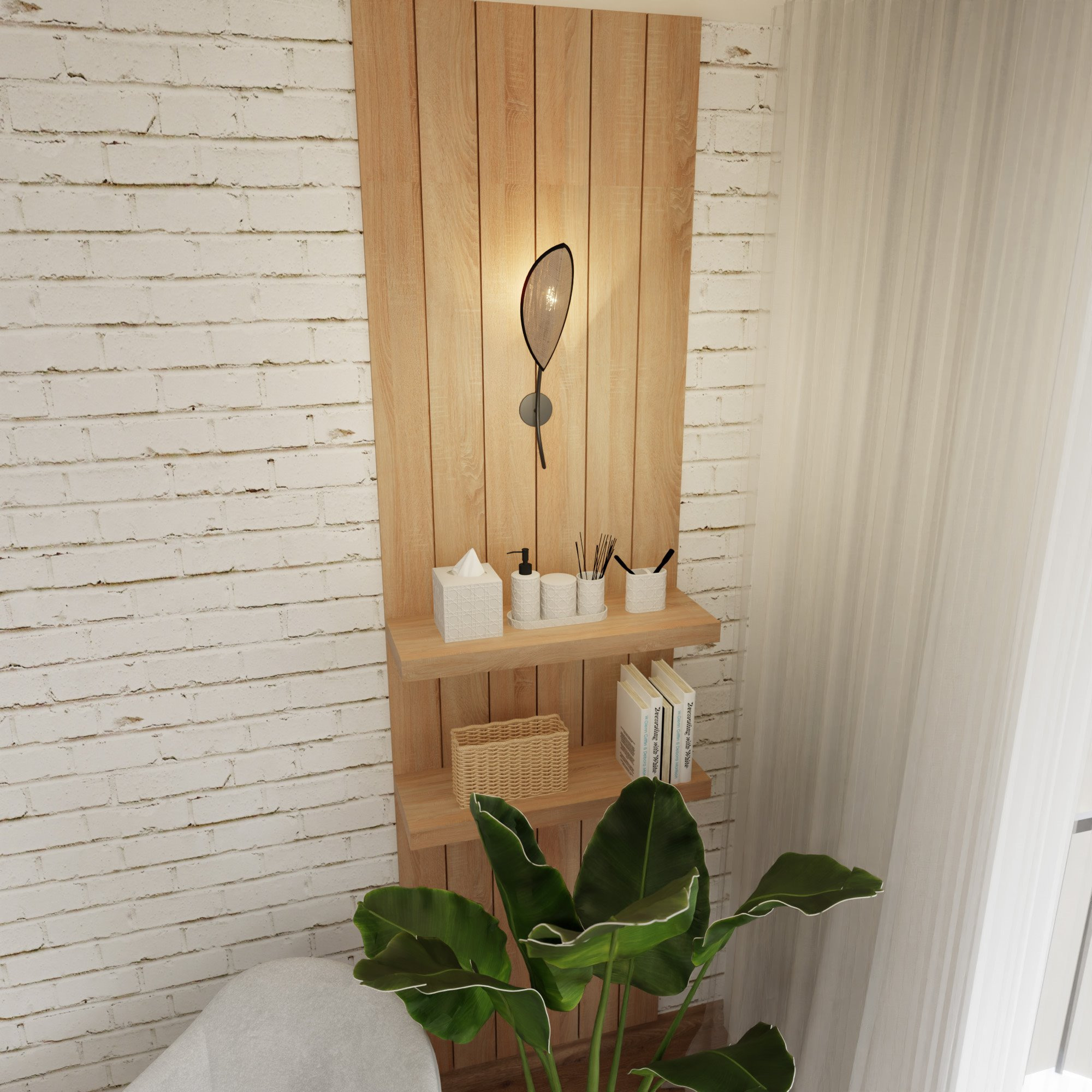 Applique murale Lotus base en métal avec abat-jour en rotin au design contemporain par Emibig Applique murale Lotus base en métal avec abat-jour en rotin au design contemporain par Emibig