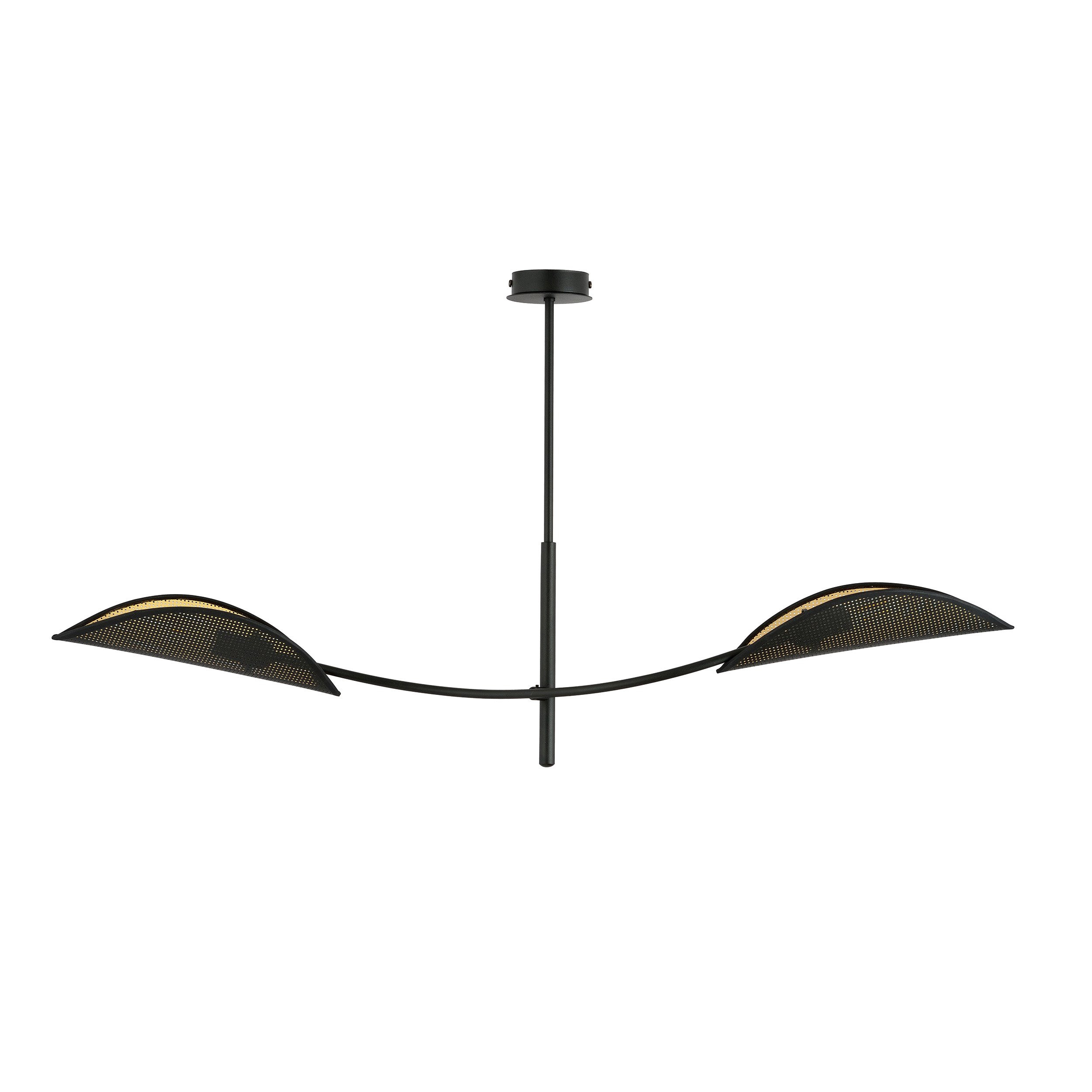 Plafonnier Lotus base en métal avec abat-jour en rotin au design contemporain par Emibig