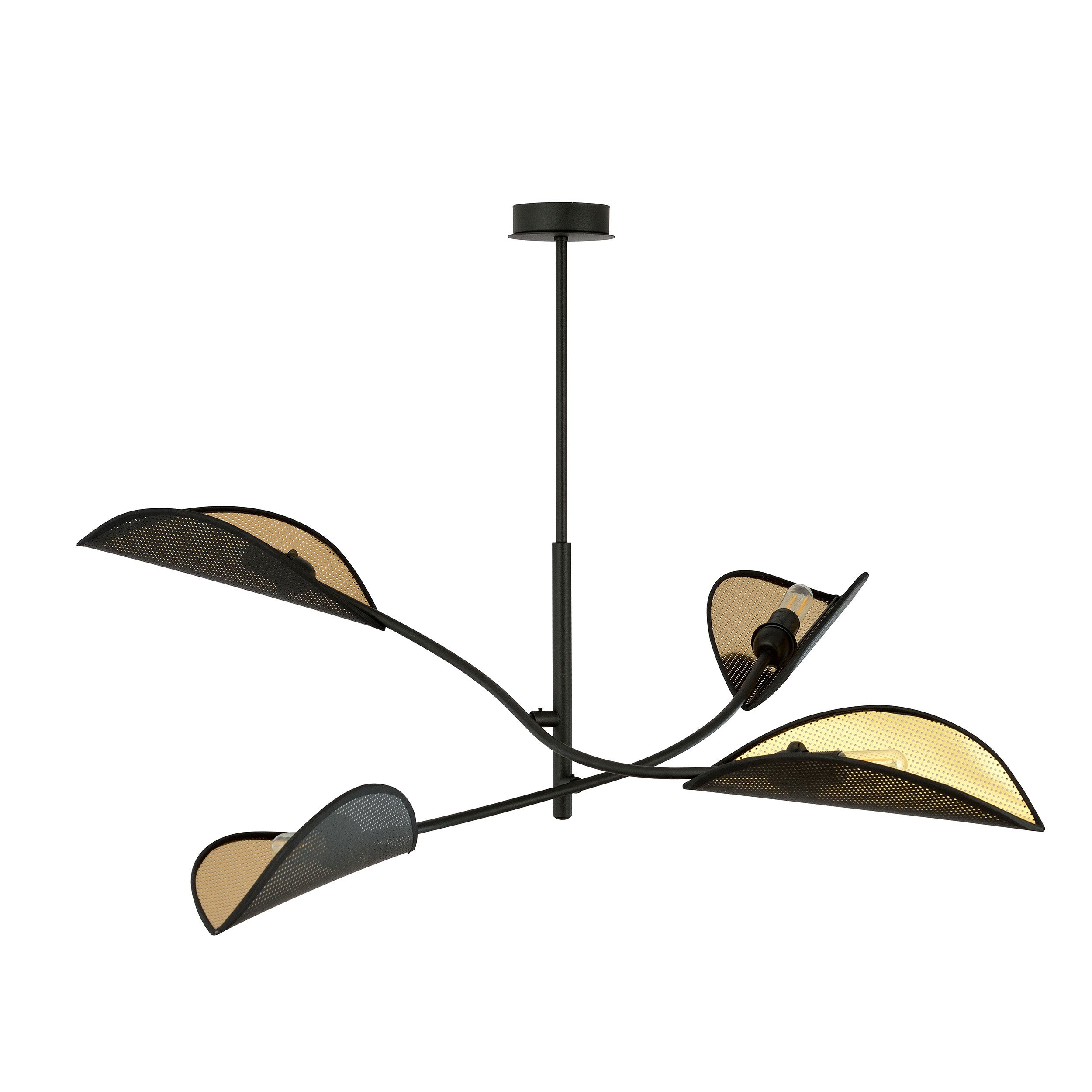 Plafonnier Lotus base en métal avec abat-jour en rotin au design contemporain par Emibig Plafonnier Lotus base en métal avec abat-jour en rotin au design contemporain par Emibig
