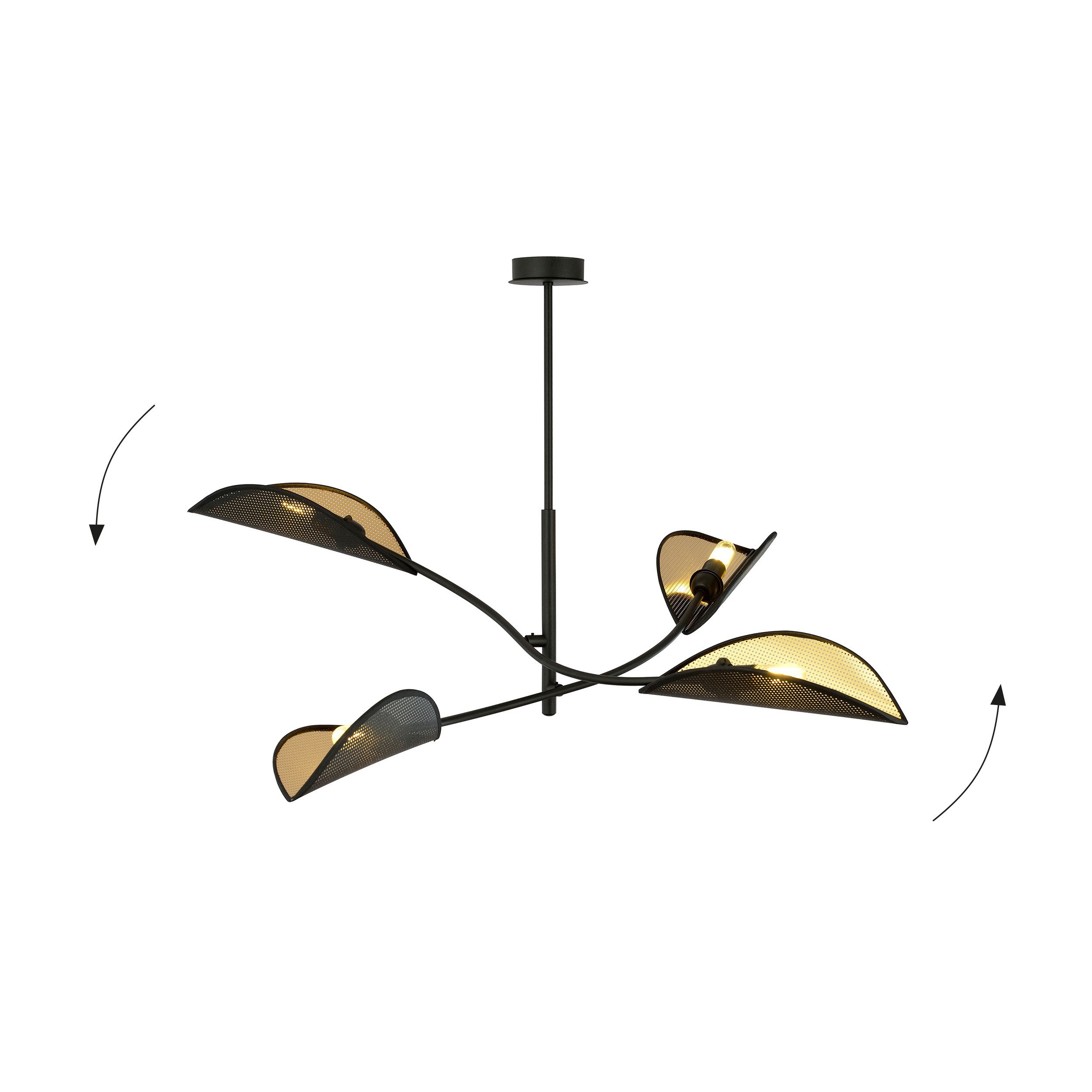 Plafonnier Lotus base en métal avec abat-jour en rotin au design contemporain par Emibig Plafonnier Lotus base en métal avec abat-jour en rotin au design contemporain par Emibig