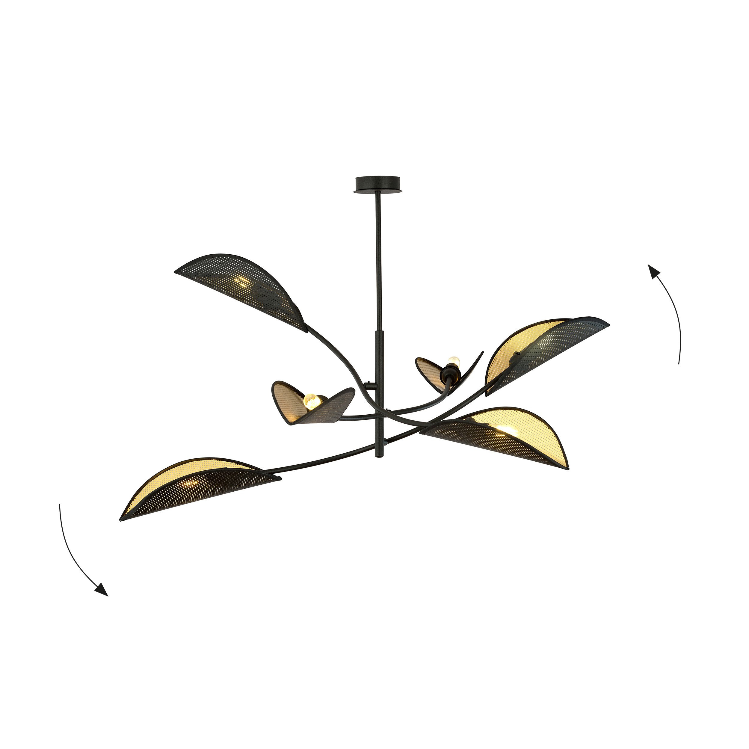 Plafonnier Lotus base en métal avec abat-jour en rotin au design contemporain par Emibig Plafonnier Lotus base en métal avec abat-jour en rotin au design contemporain par Emibig