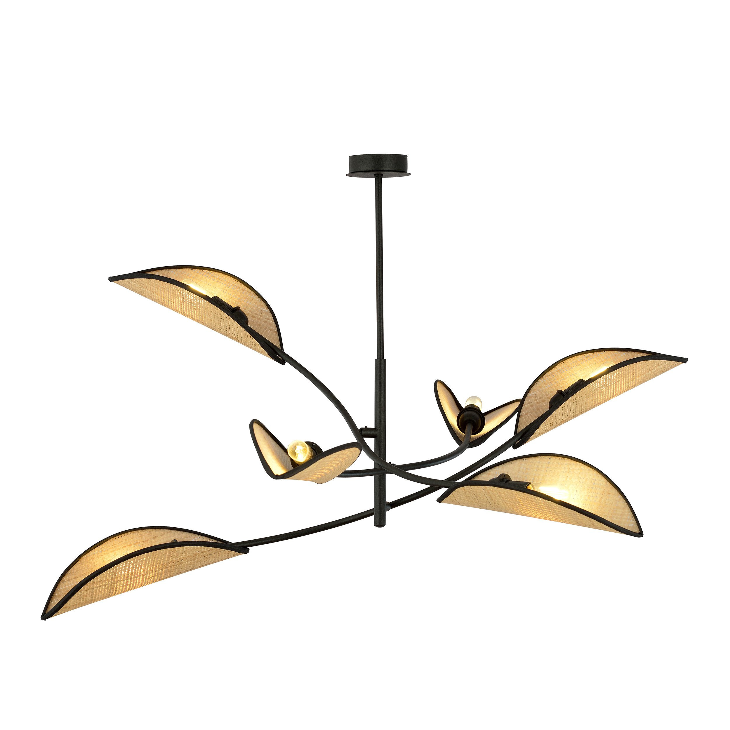 Plafonnier Lotus base en métal avec abat-jour en rotin au design contemporain par Emibig Plafonnier Lotus base en métal avec abat-jour en rotin au design contemporain par Emibig